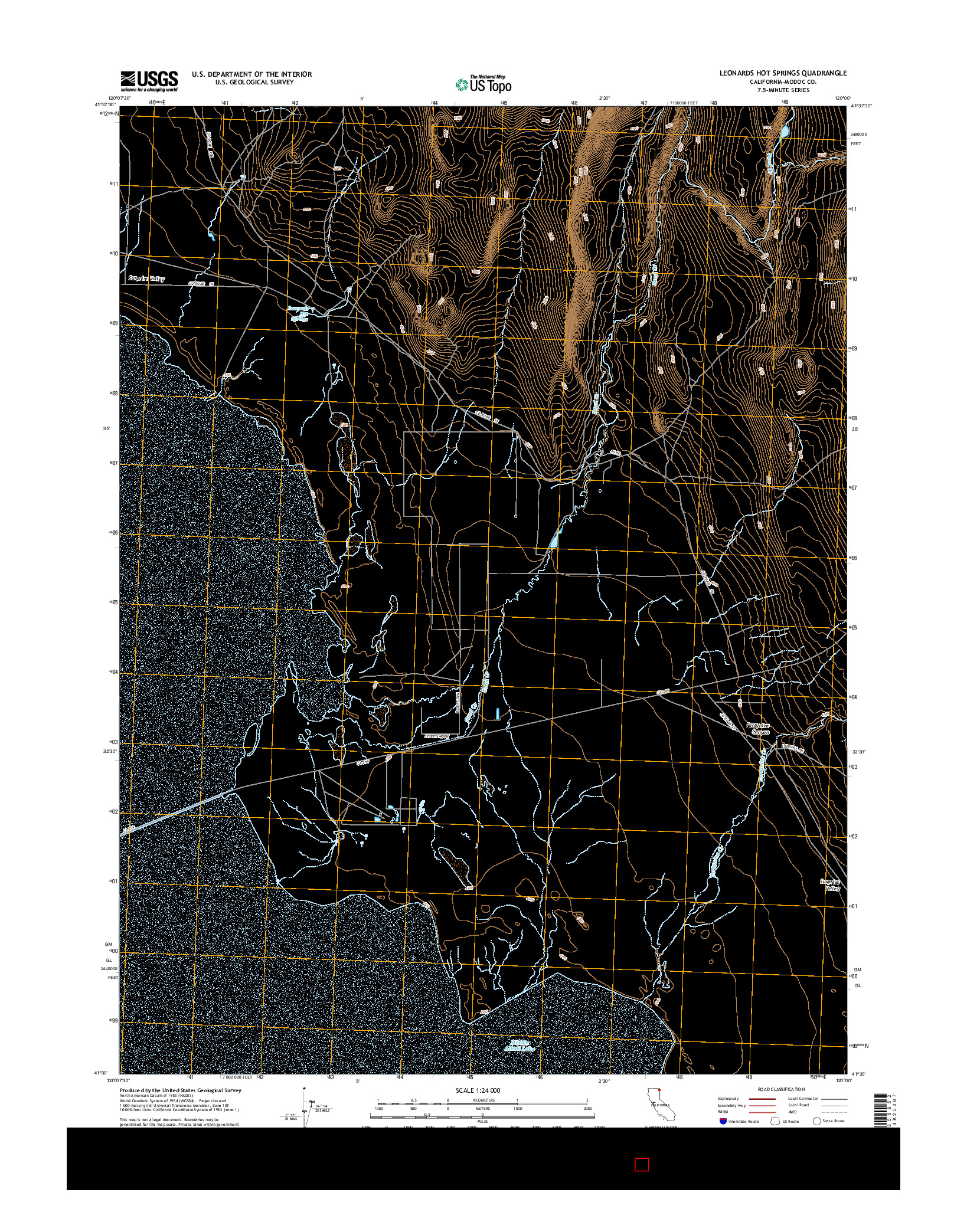 USGS US TOPO 7.5-MINUTE MAP FOR LEONARDS HOT SPRINGS, CA 2015