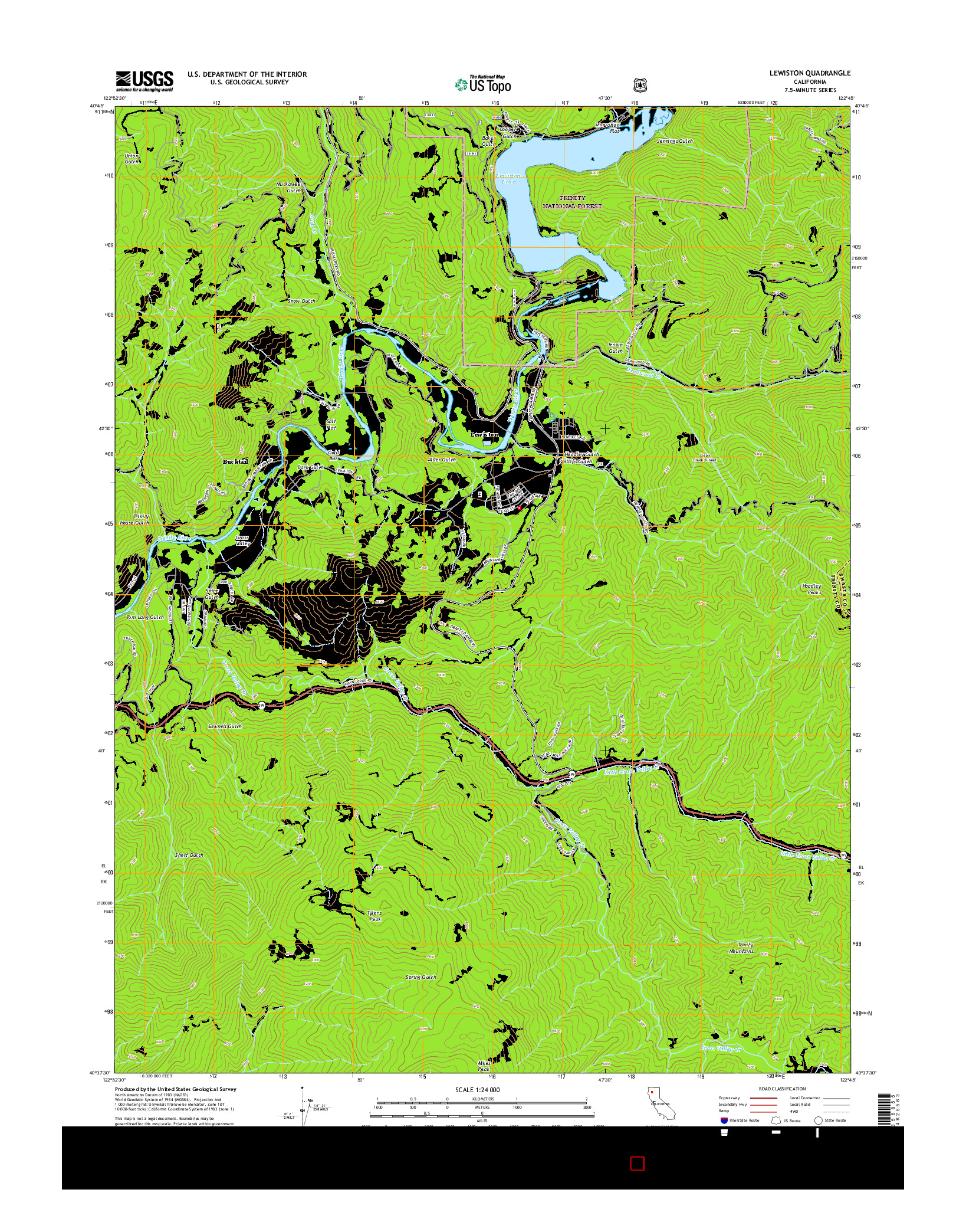 USGS US TOPO 7.5-MINUTE MAP FOR LEWISTON, CA 2015