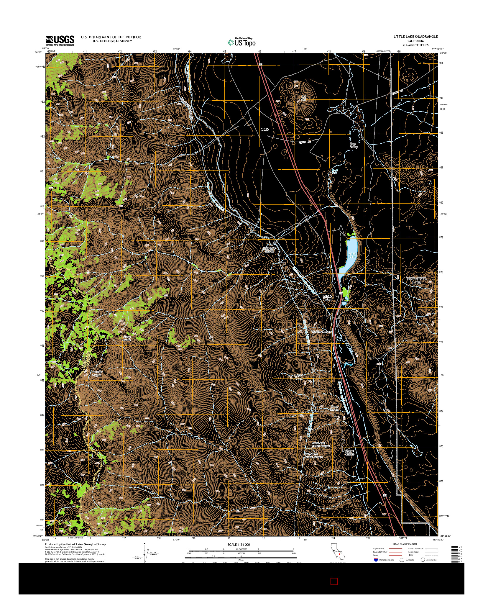 USGS US TOPO 7.5-MINUTE MAP FOR LITTLE LAKE, CA 2015