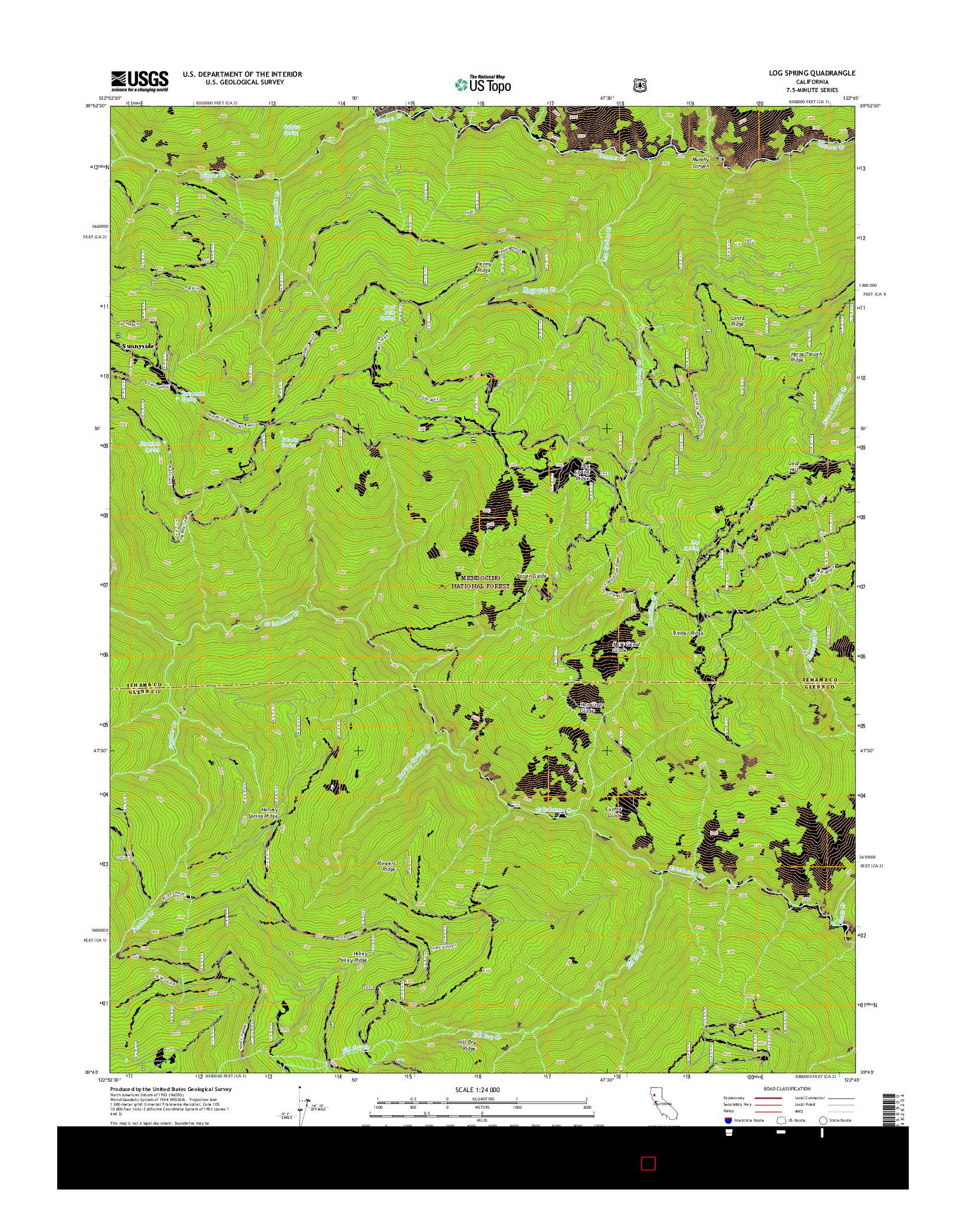 USGS US TOPO 7.5-MINUTE MAP FOR LOG SPRING, CA 2015
