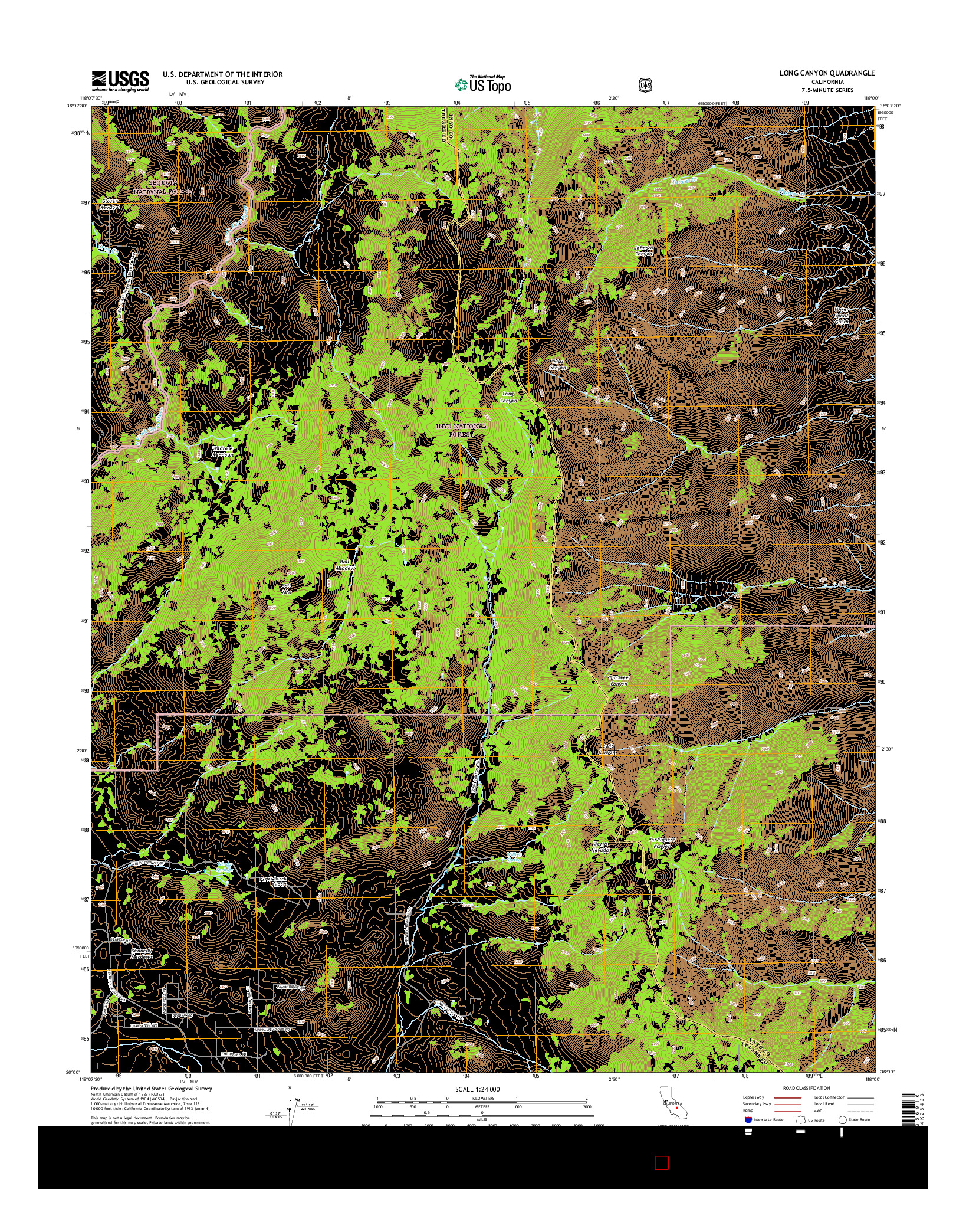 USGS US TOPO 7.5-MINUTE MAP FOR LONG CANYON, CA 2015