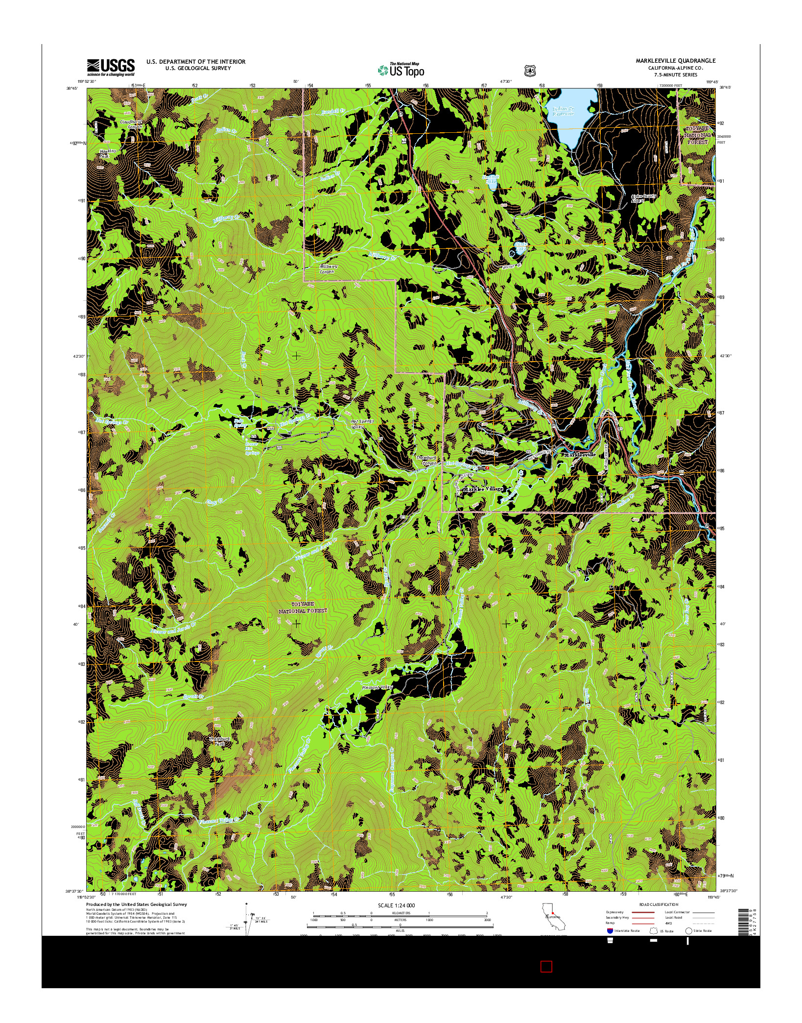 USGS US TOPO 7.5-MINUTE MAP FOR MARKLEEVILLE, CA 2015