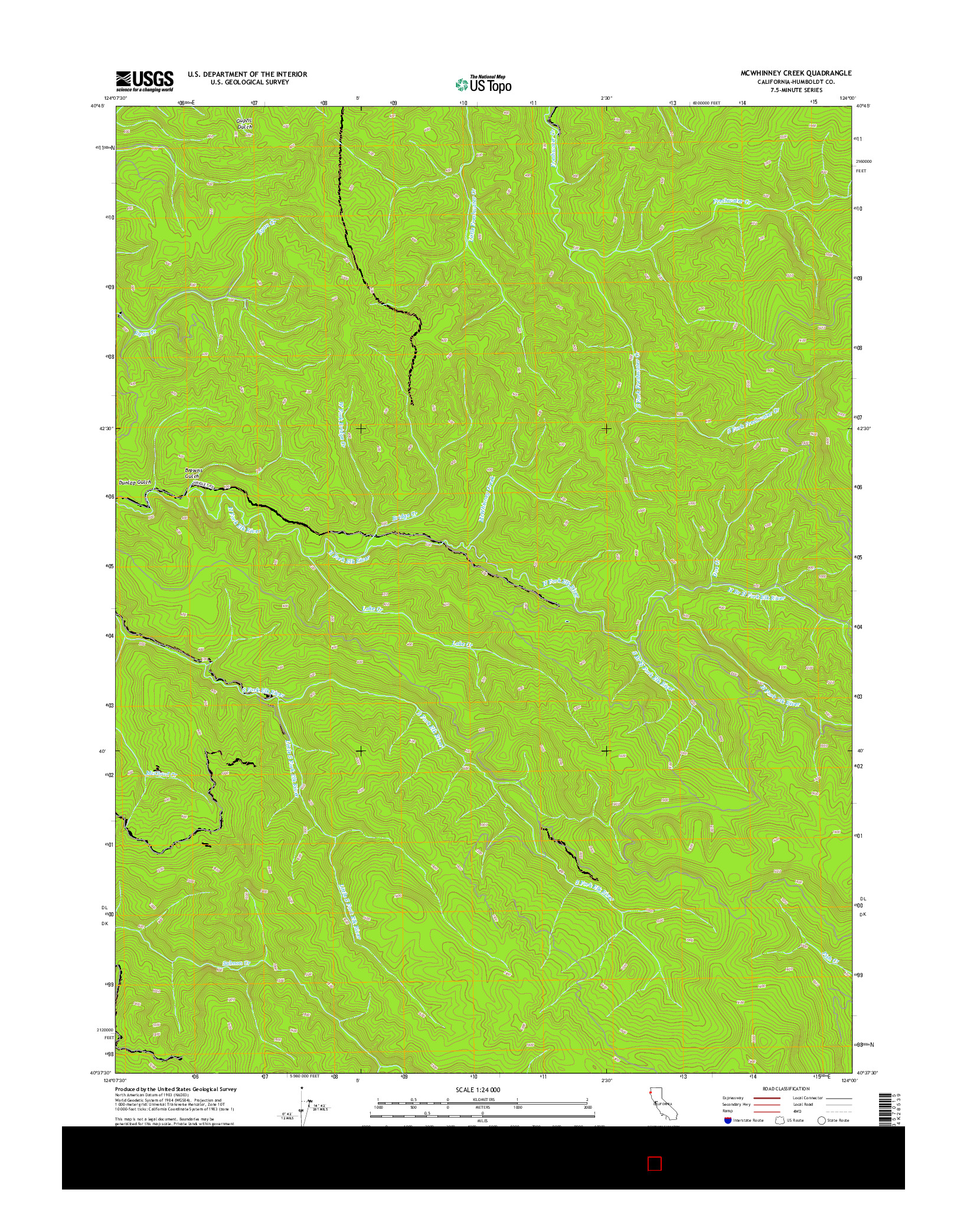 USGS US TOPO 7.5-MINUTE MAP FOR MCWHINNEY CREEK, CA 2015