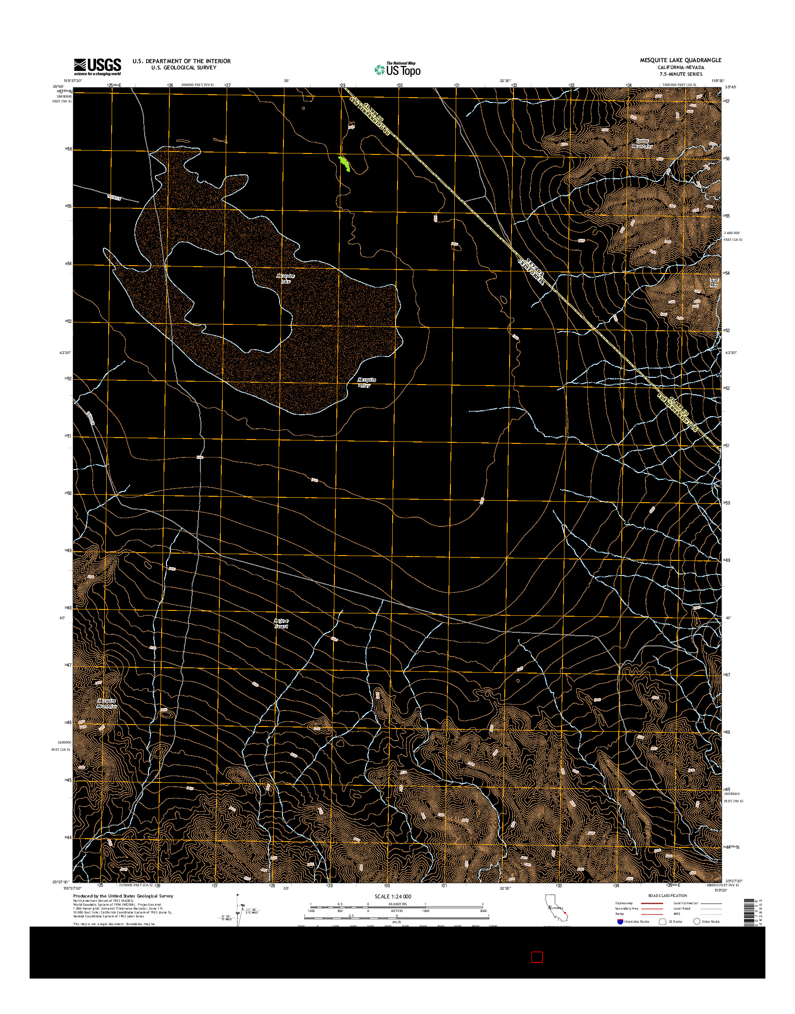 USGS US TOPO 7.5-MINUTE MAP FOR MESQUITE LAKE, CA-NV 2015