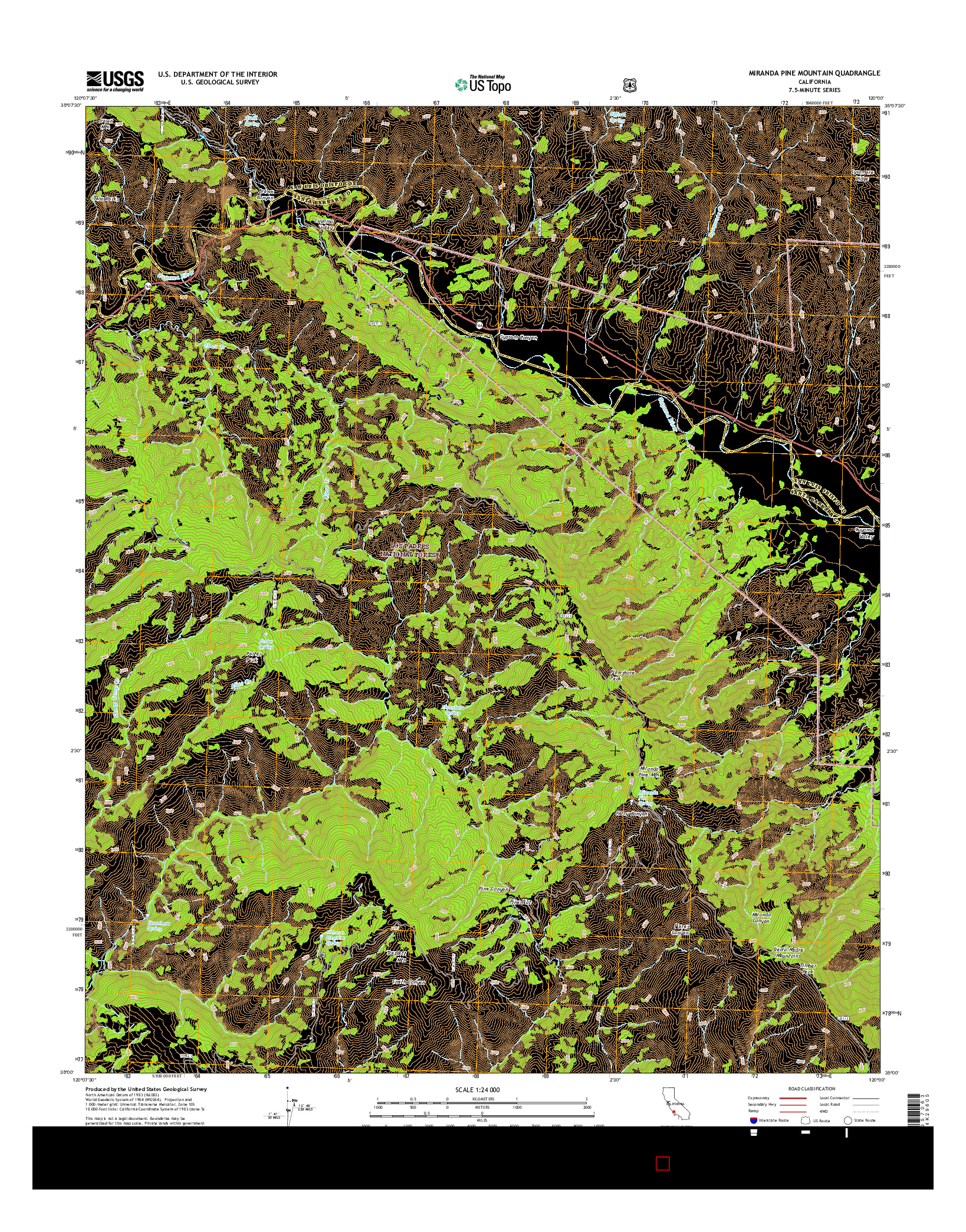 USGS US TOPO 7.5-MINUTE MAP FOR MIRANDA PINE MOUNTAIN, CA 2015