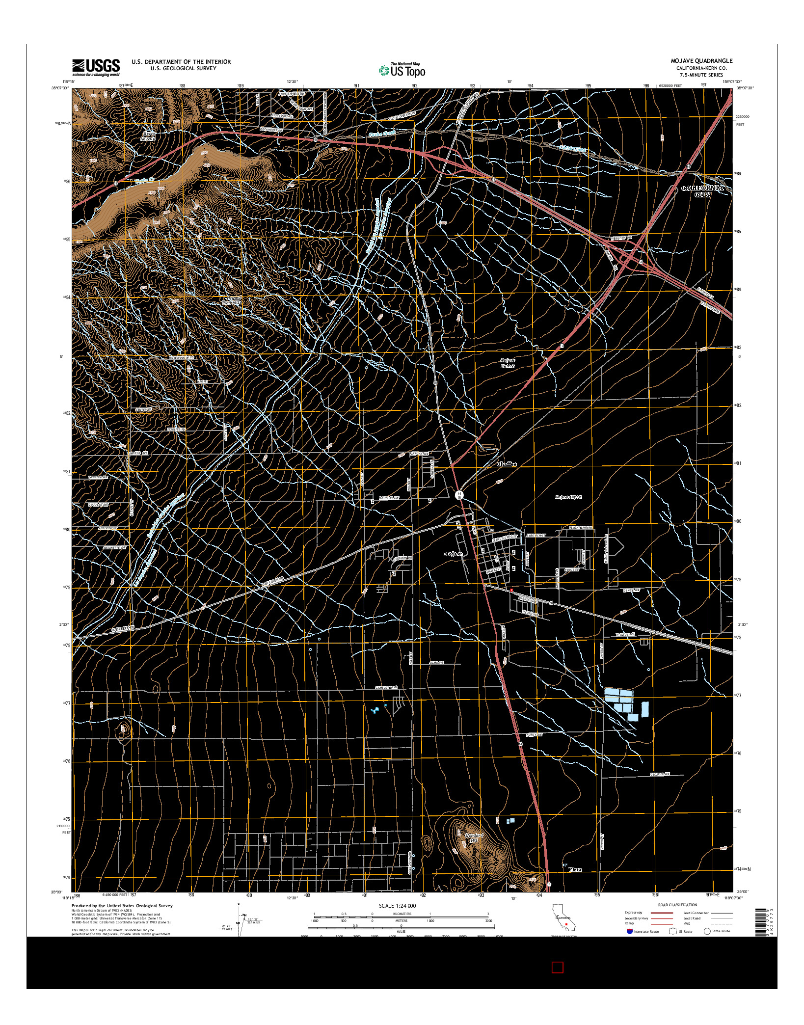 USGS US TOPO 7.5-MINUTE MAP FOR MOJAVE, CA 2015