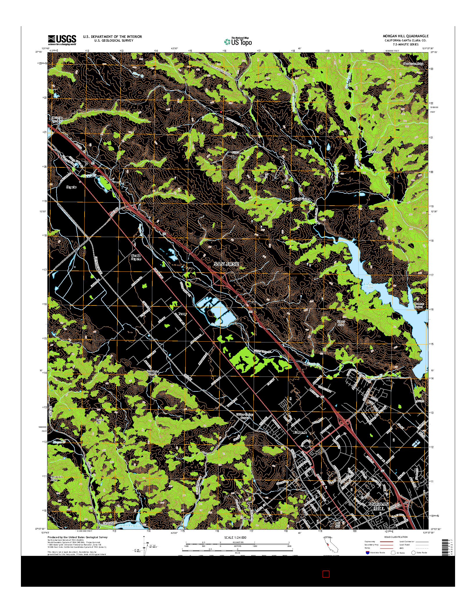 USGS US TOPO 7.5-MINUTE MAP FOR MORGAN HILL, CA 2015