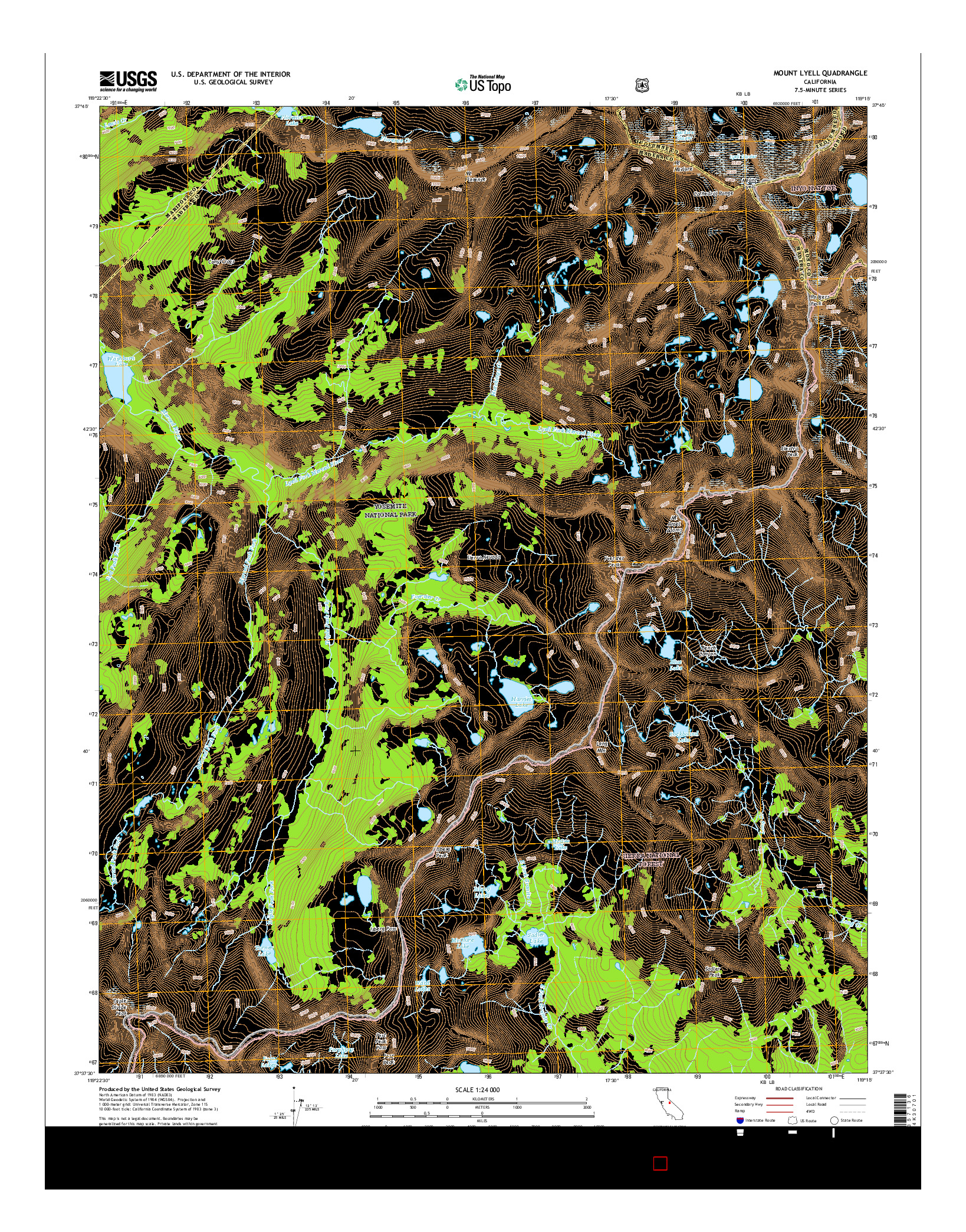 USGS US TOPO 7.5-MINUTE MAP FOR MOUNT LYELL, CA 2015