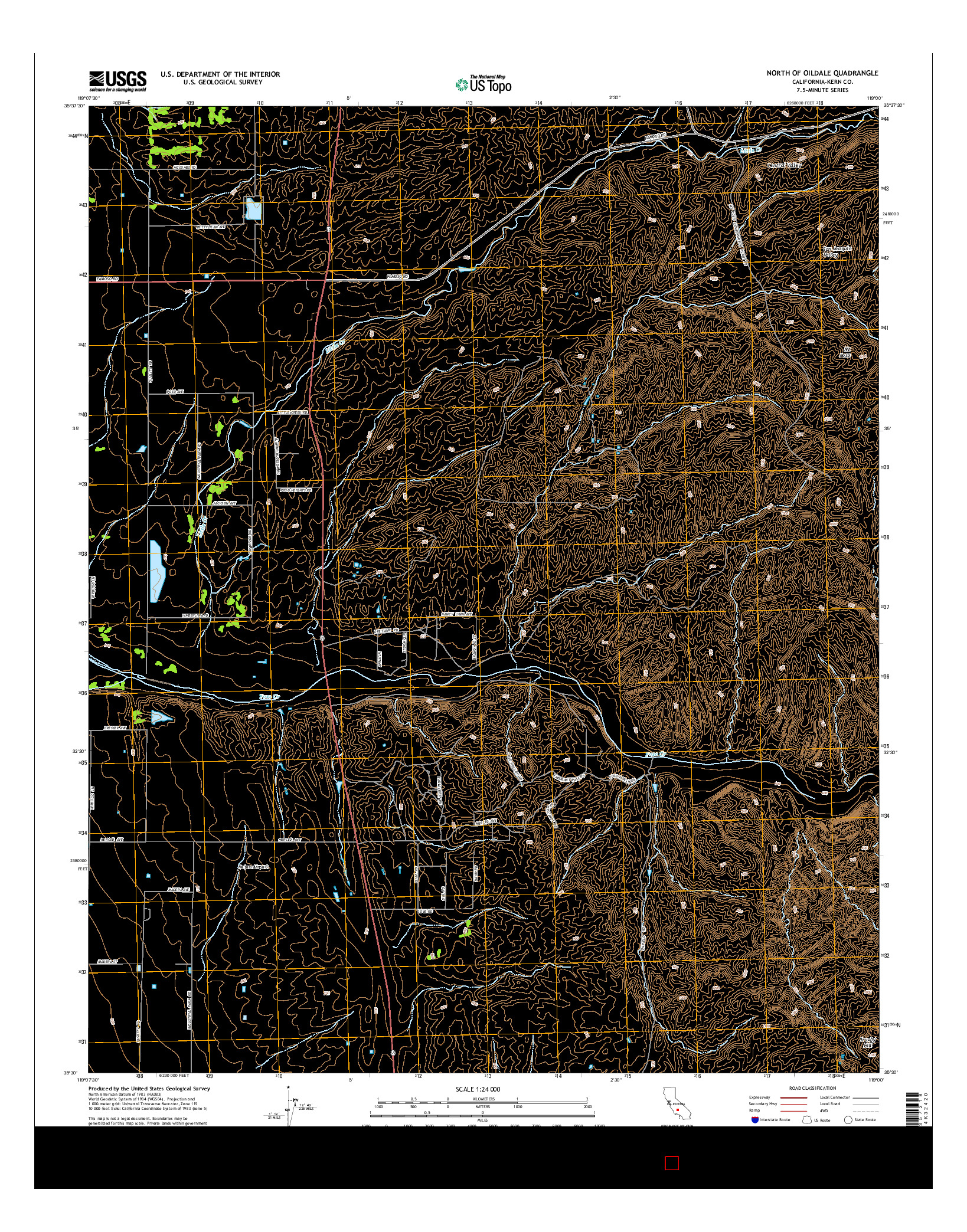USGS US TOPO 7.5-MINUTE MAP FOR NORTH OF OILDALE, CA 2015