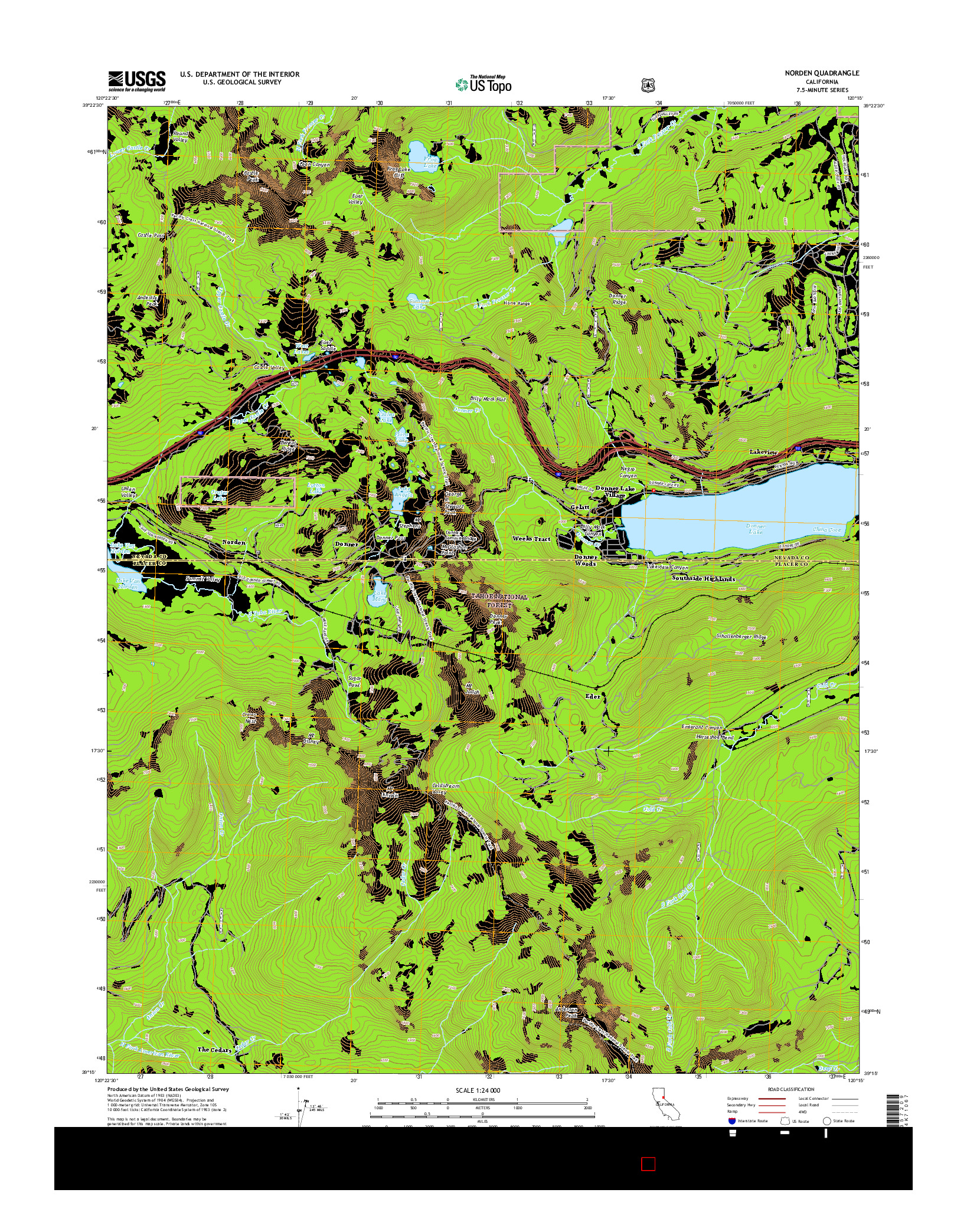 USGS US TOPO 7.5-MINUTE MAP FOR NORDEN, CA 2015