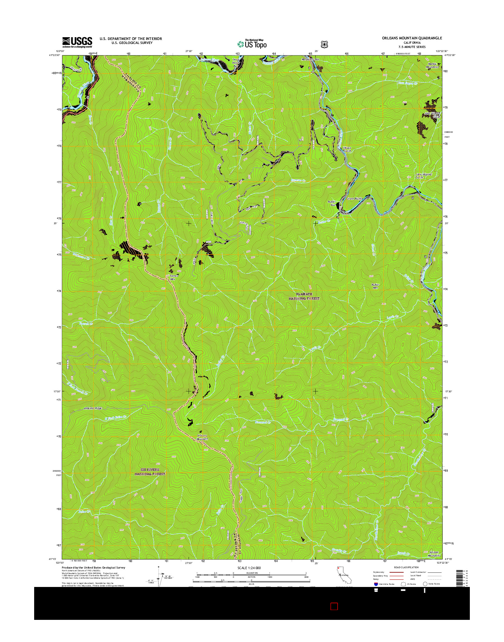 USGS US TOPO 7.5-MINUTE MAP FOR ORLEANS MOUNTAIN, CA 2015