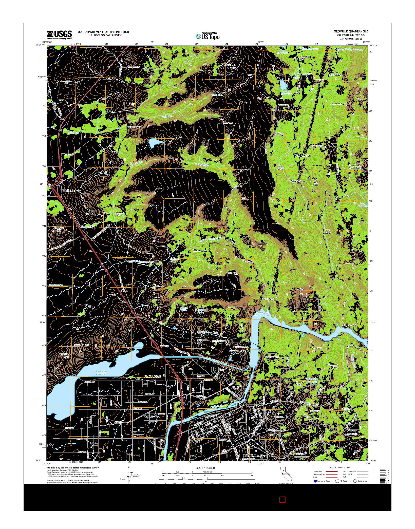 USGS US TOPO 7.5-MINUTE MAP FOR OROVILLE, CA 2015