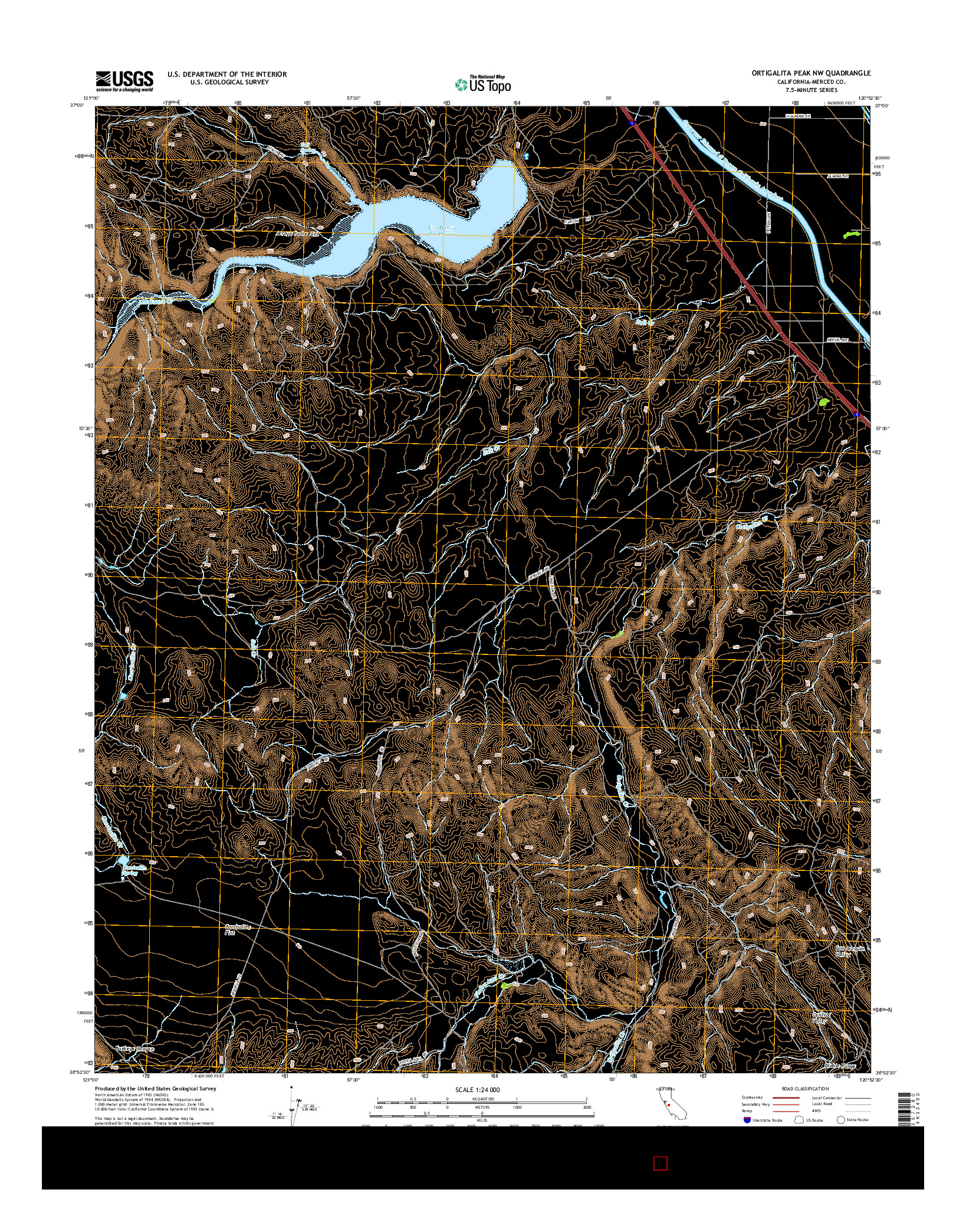 USGS US TOPO 7.5-MINUTE MAP FOR ORTIGALITA PEAK NW, CA 2015