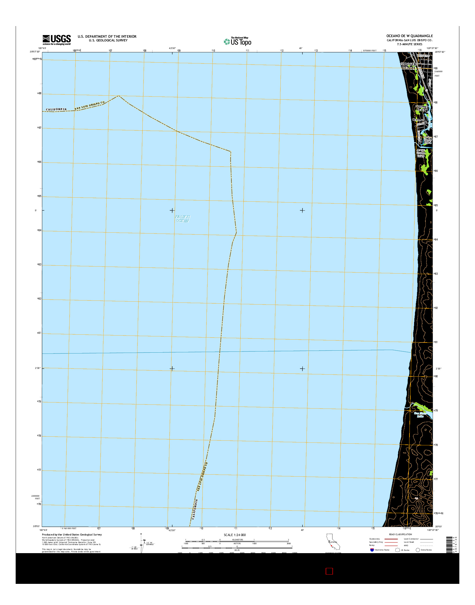 USGS US TOPO 7.5-MINUTE MAP FOR OCEANO OE W, CA 2015