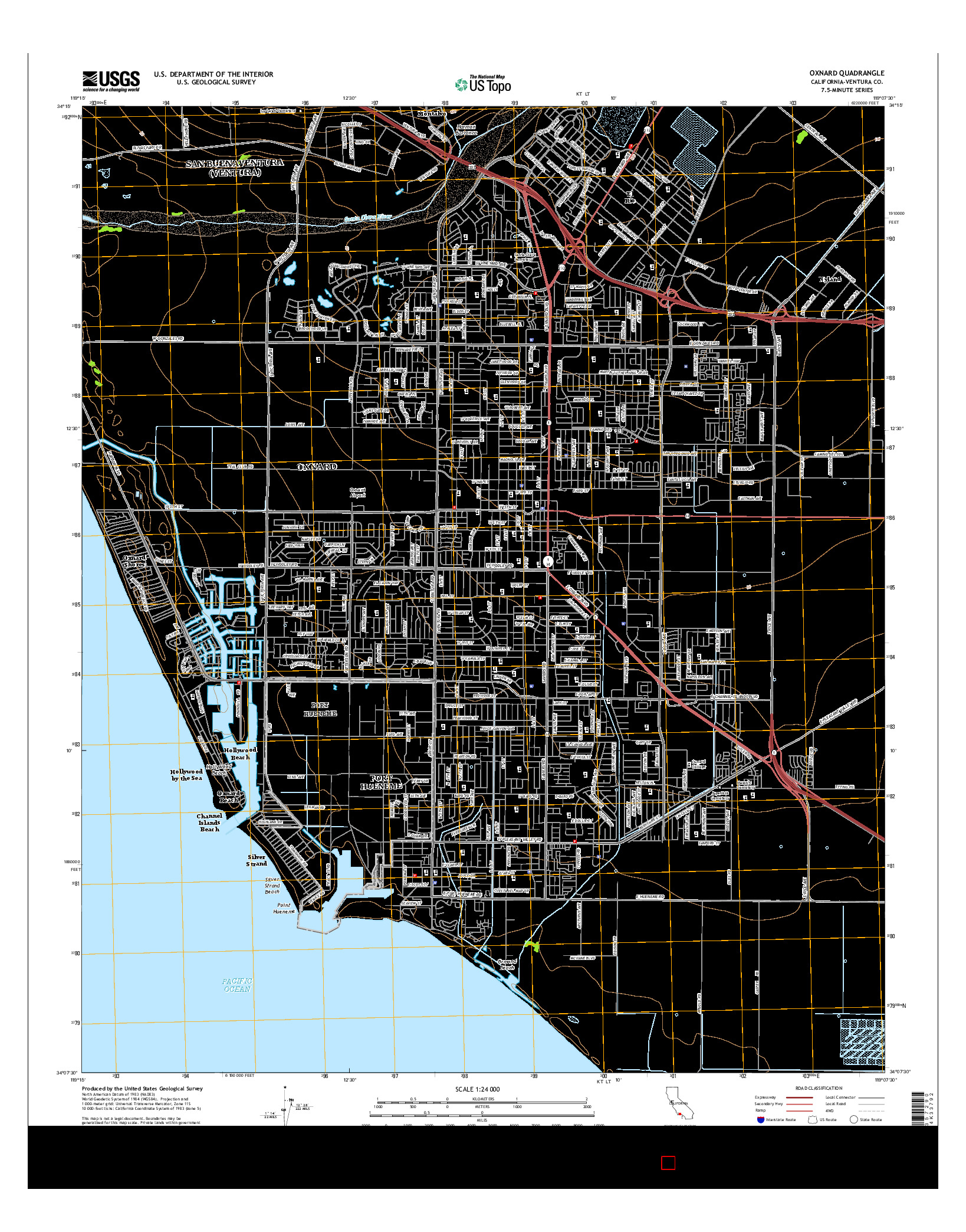 USGS US TOPO 7.5-MINUTE MAP FOR OXNARD, CA 2015
