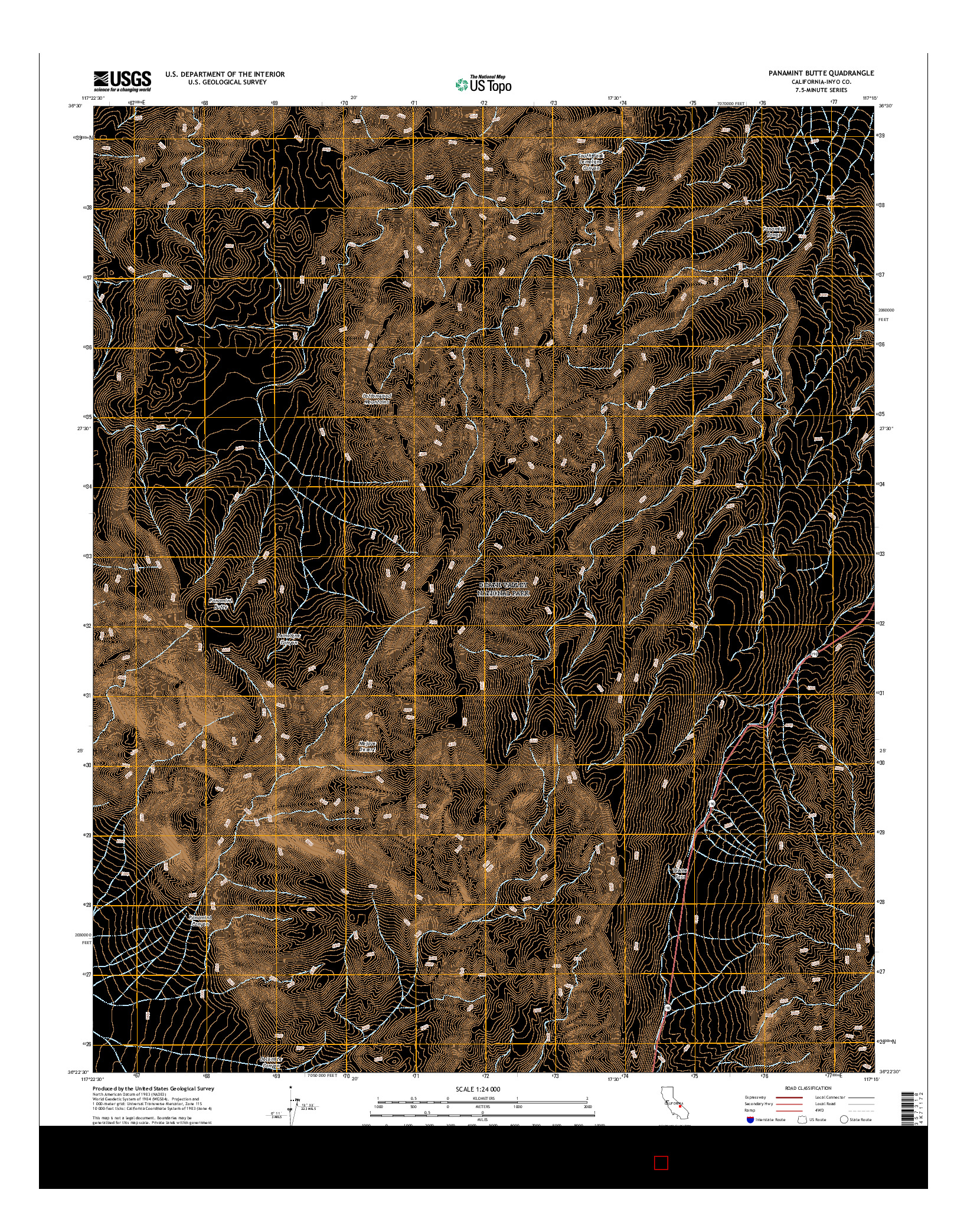 USGS US TOPO 7.5-MINUTE MAP FOR PANAMINT BUTTE, CA 2015