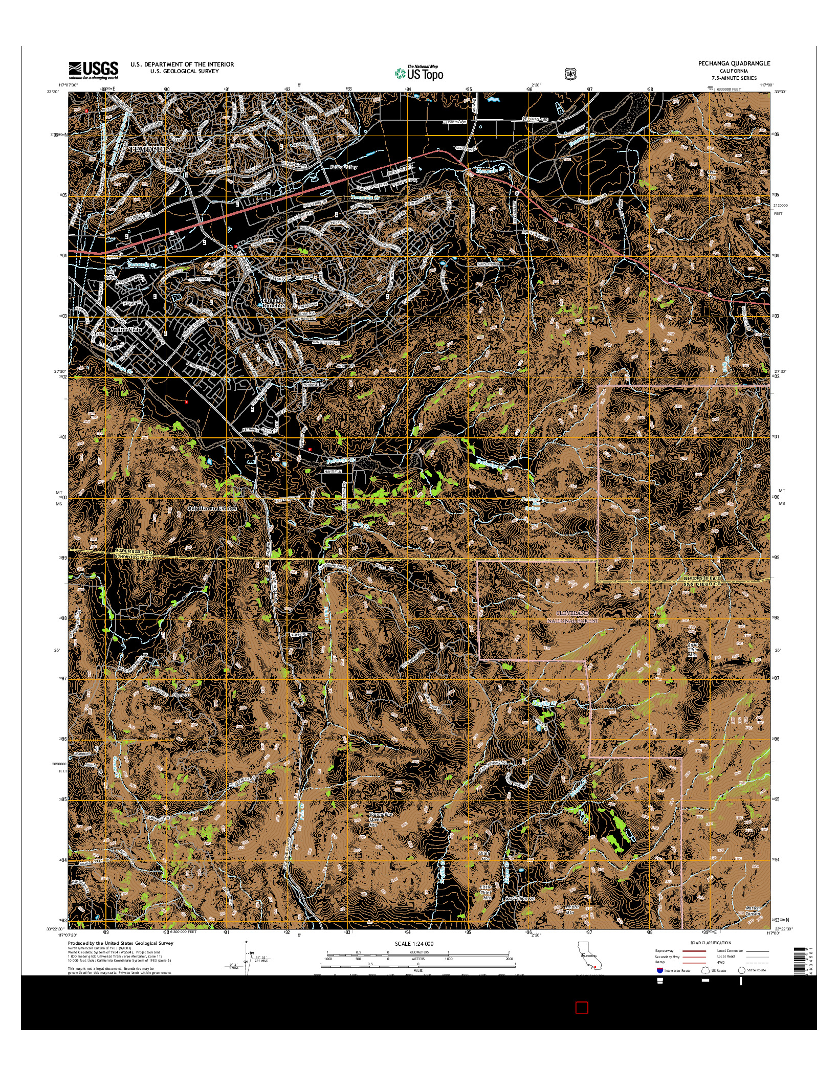 USGS US TOPO 7.5-MINUTE MAP FOR PECHANGA, CA 2015