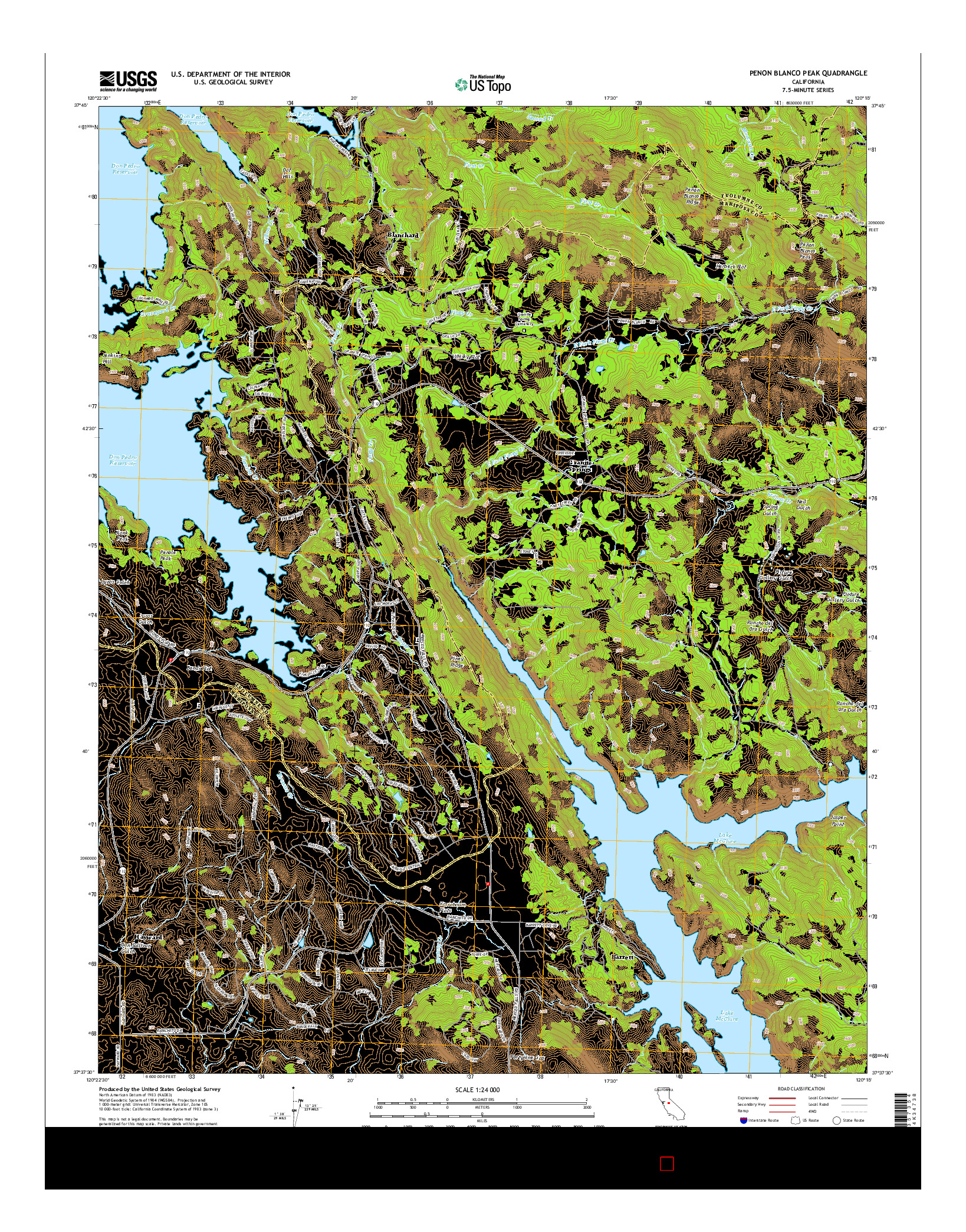 USGS US TOPO 7.5-MINUTE MAP FOR PENON BLANCO PEAK, CA 2015