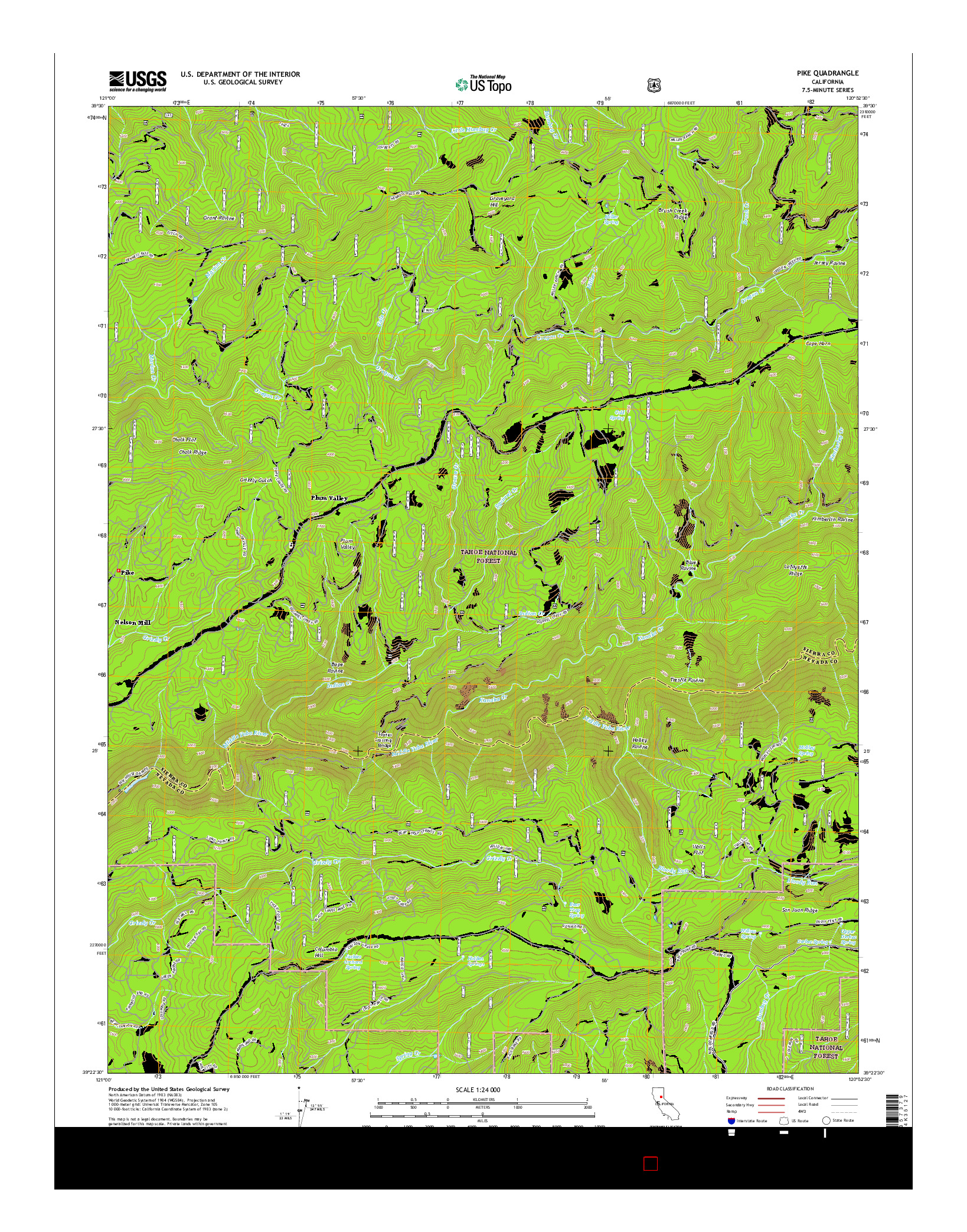 USGS US TOPO 7.5-MINUTE MAP FOR PIKE, CA 2015