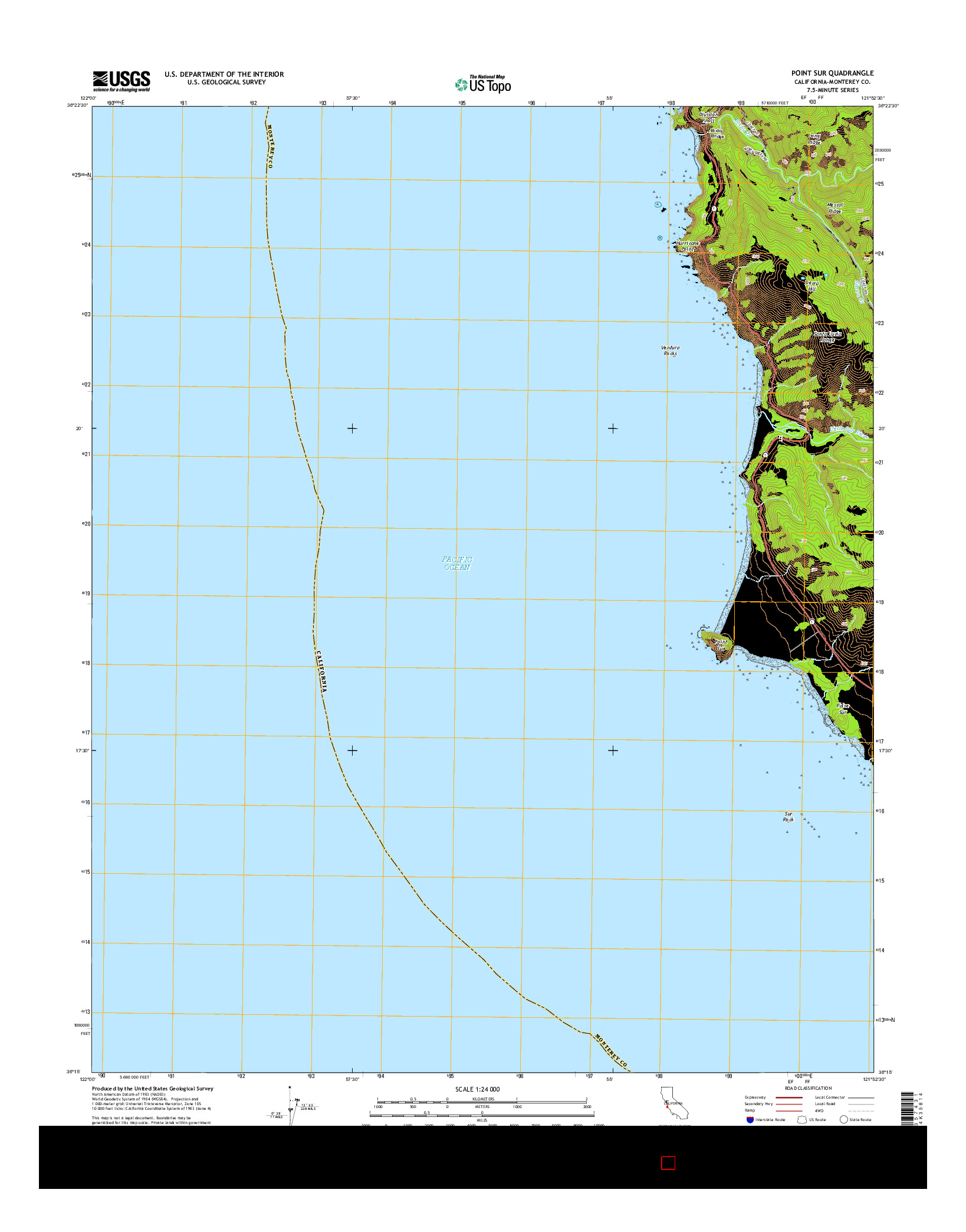 USGS US TOPO 7.5-MINUTE MAP FOR POINT SUR, CA 2015