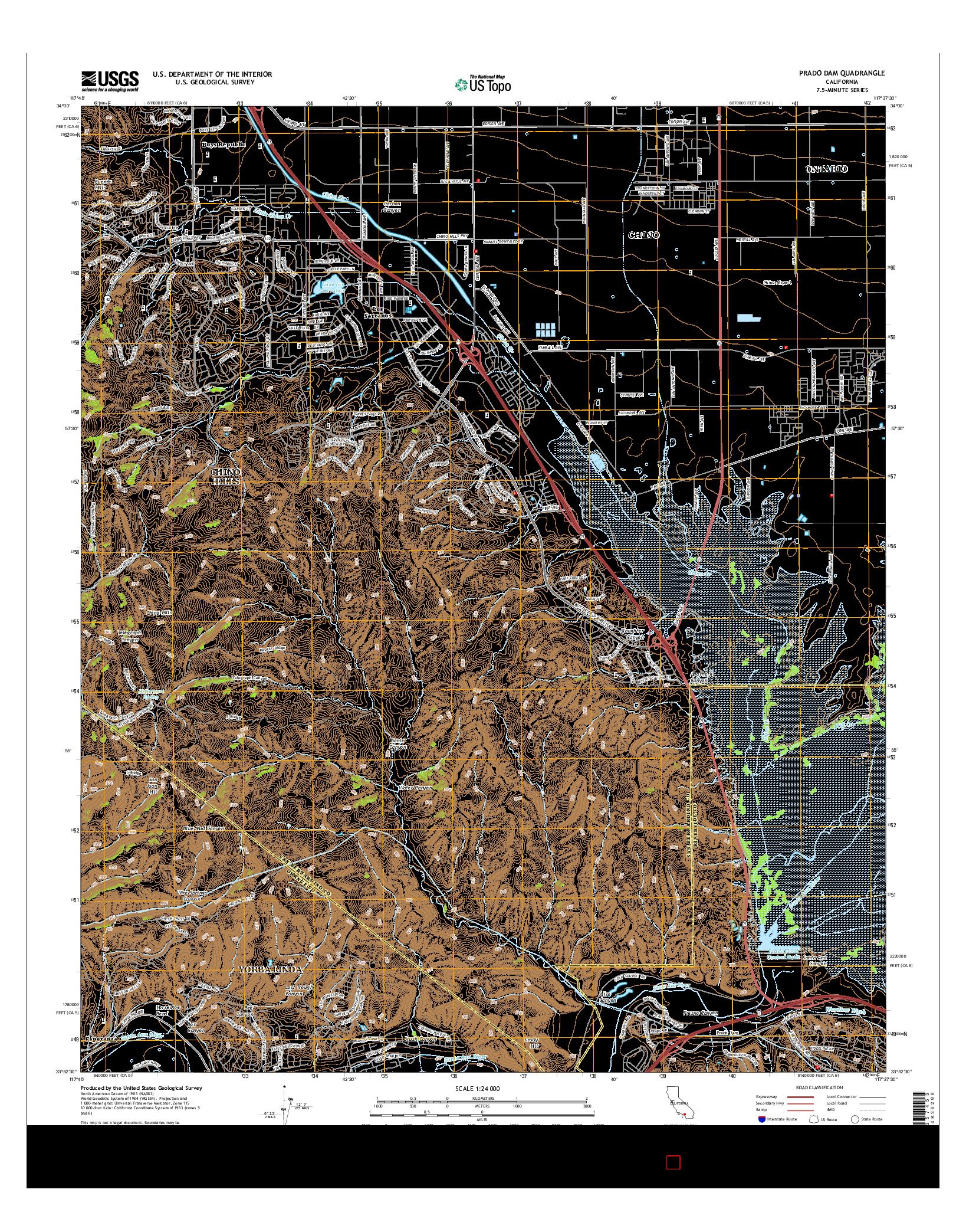 USGS US TOPO 7.5-MINUTE MAP FOR PRADO DAM, CA 2015