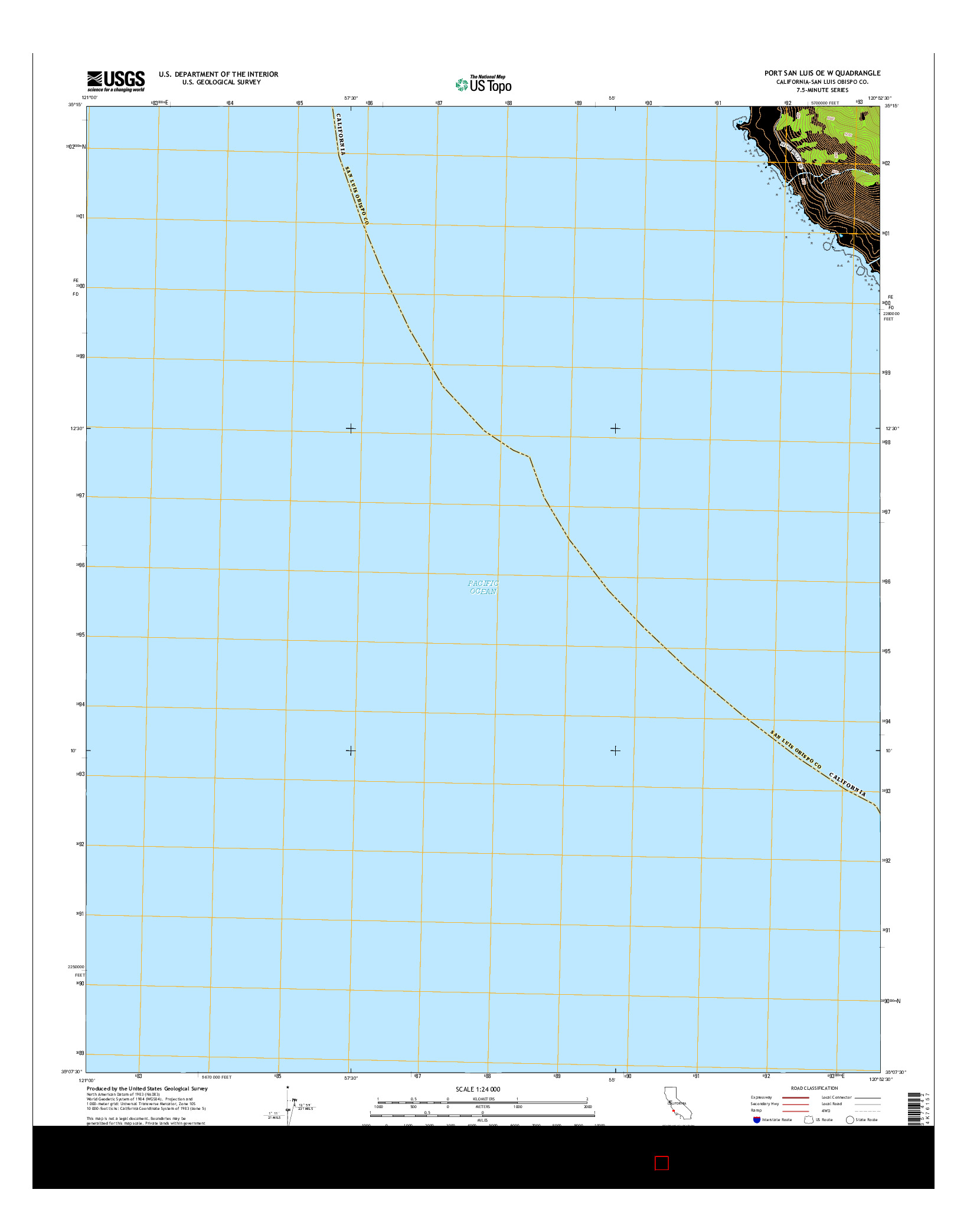 USGS US TOPO 7.5-MINUTE MAP FOR PORT SAN LUIS OE W, CA 2015