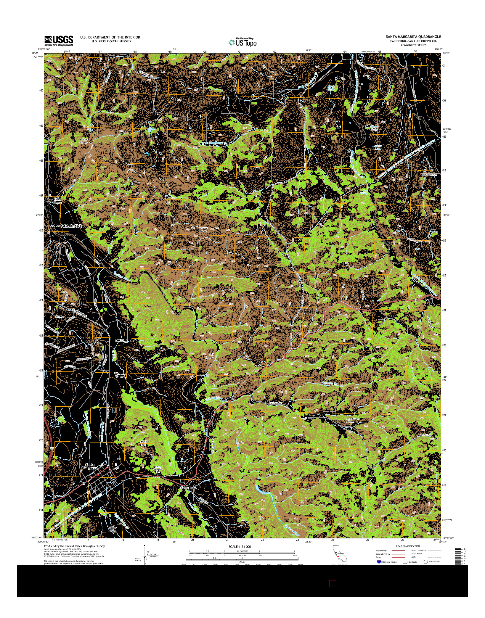 USGS US TOPO 7.5-MINUTE MAP FOR SANTA MARGARITA, CA 2015