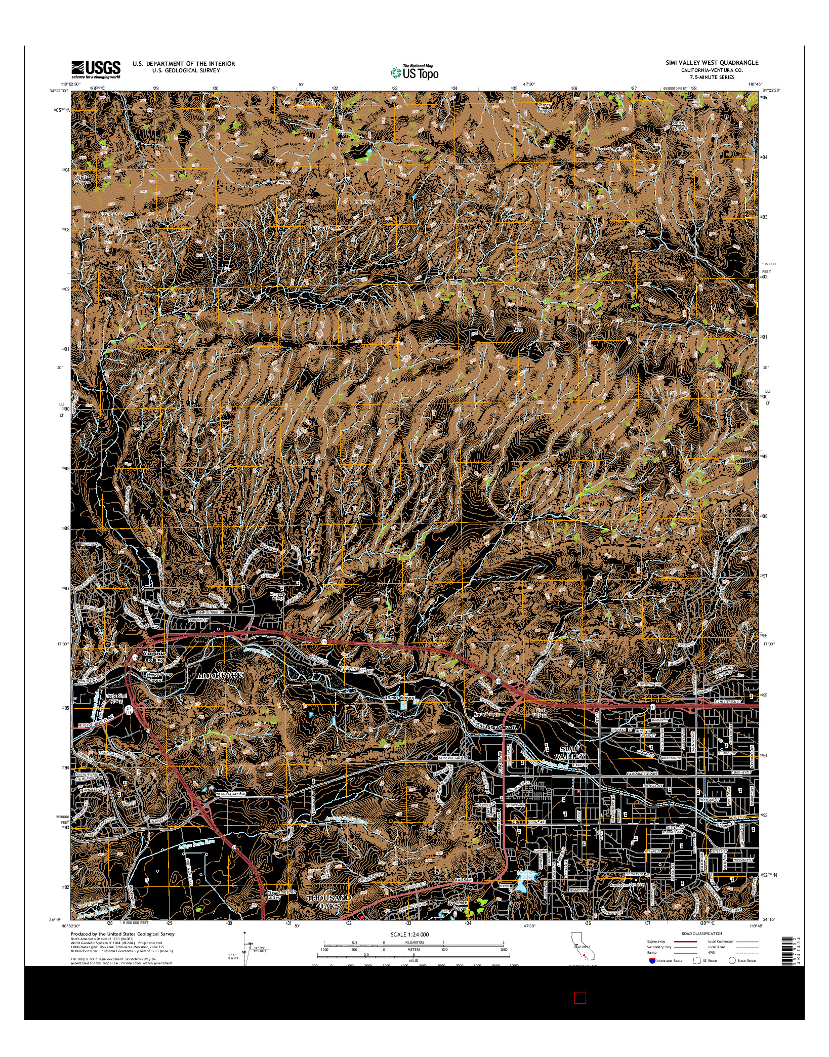 USGS US TOPO 7.5-MINUTE MAP FOR SIMI VALLEY WEST, CA 2015