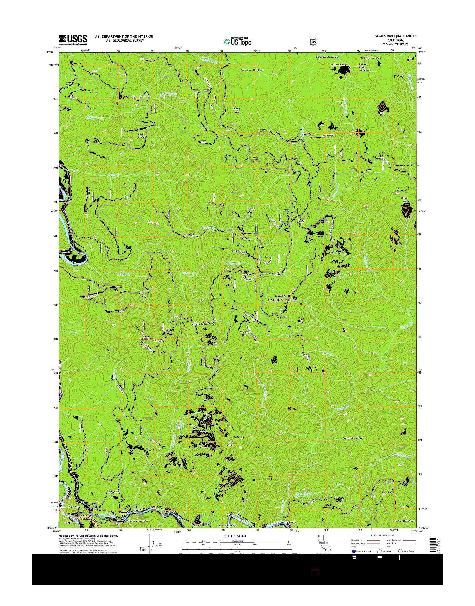 USGS US TOPO 7.5-MINUTE MAP FOR SOMES BAR, CA 2015