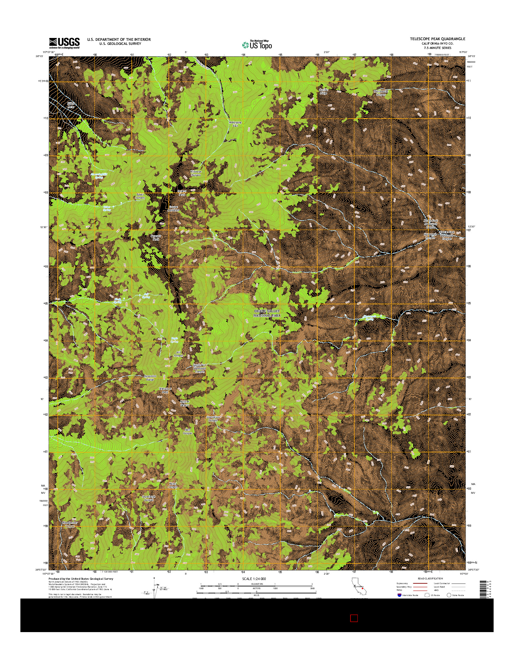 USGS US TOPO 7.5-MINUTE MAP FOR TELESCOPE PEAK, CA 2015