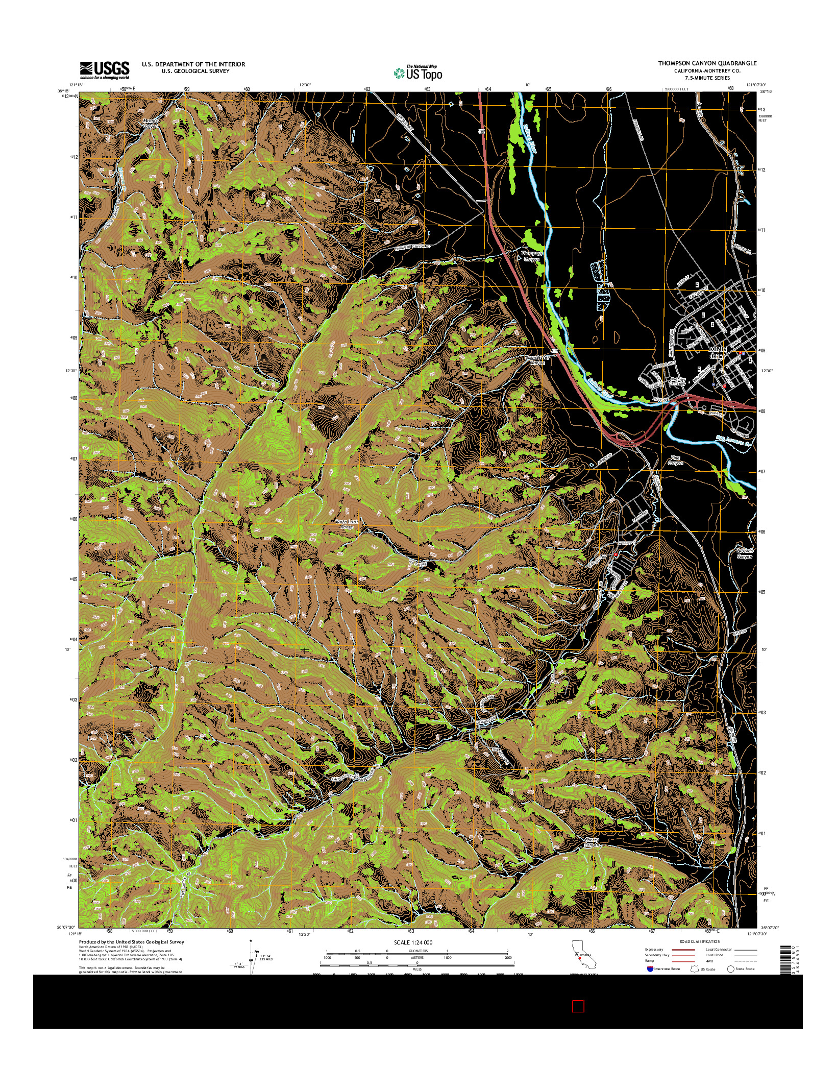 USGS US TOPO 7.5-MINUTE MAP FOR THOMPSON CANYON, CA 2015