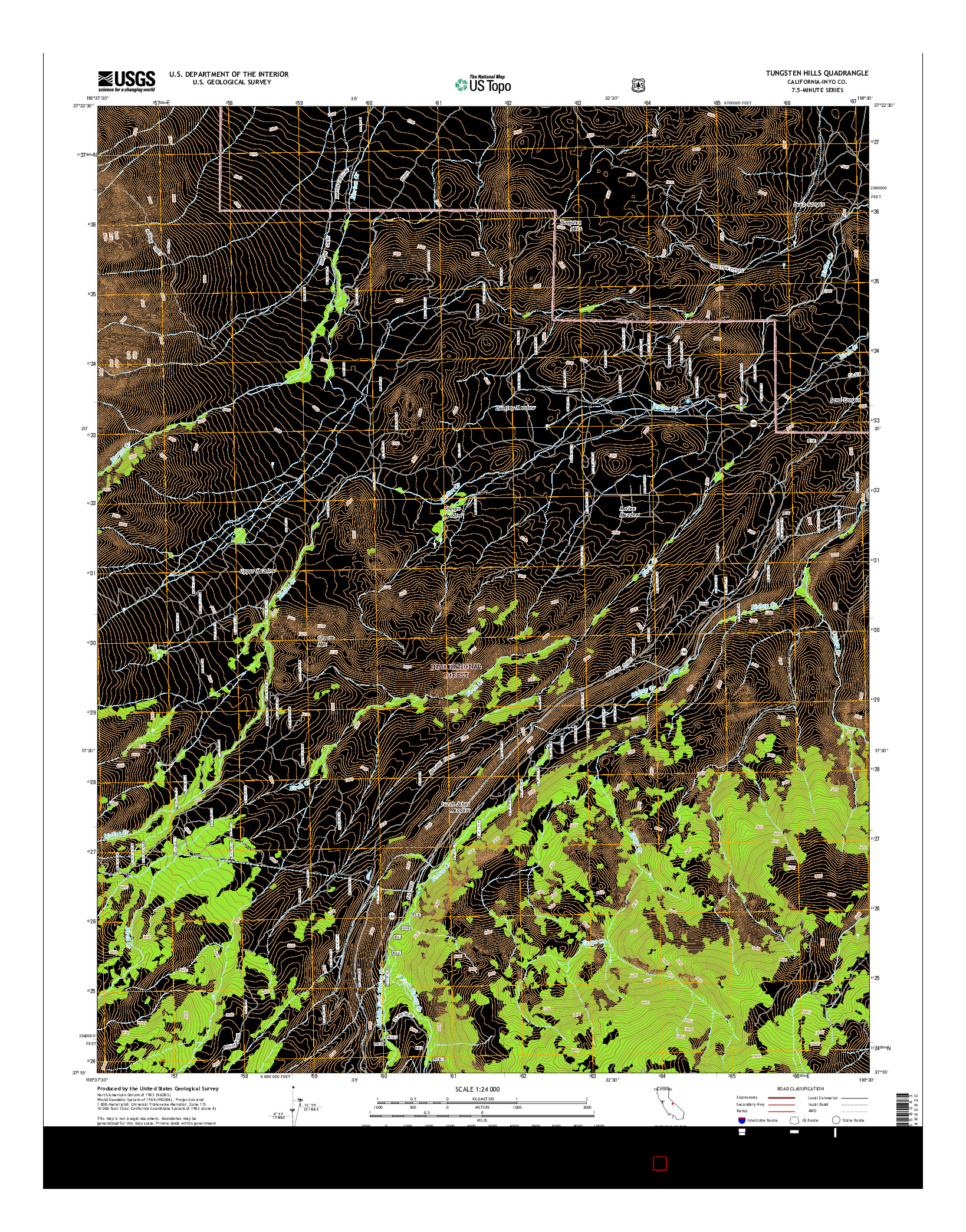 USGS US TOPO 7.5-MINUTE MAP FOR TUNGSTEN HILLS, CA 2015