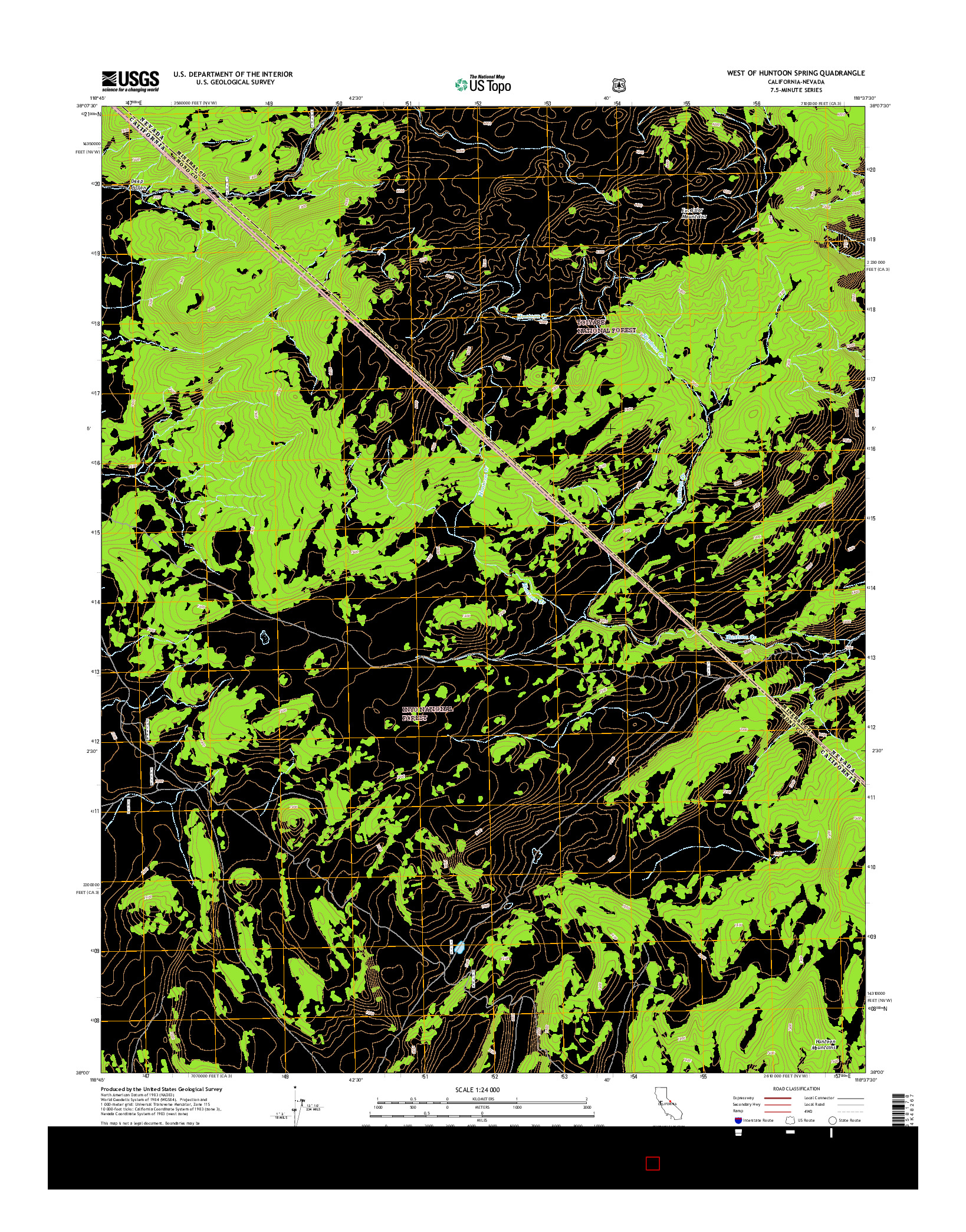 USGS US TOPO 7.5-MINUTE MAP FOR WEST OF HUNTOON SPRING, CA-NV 2015
