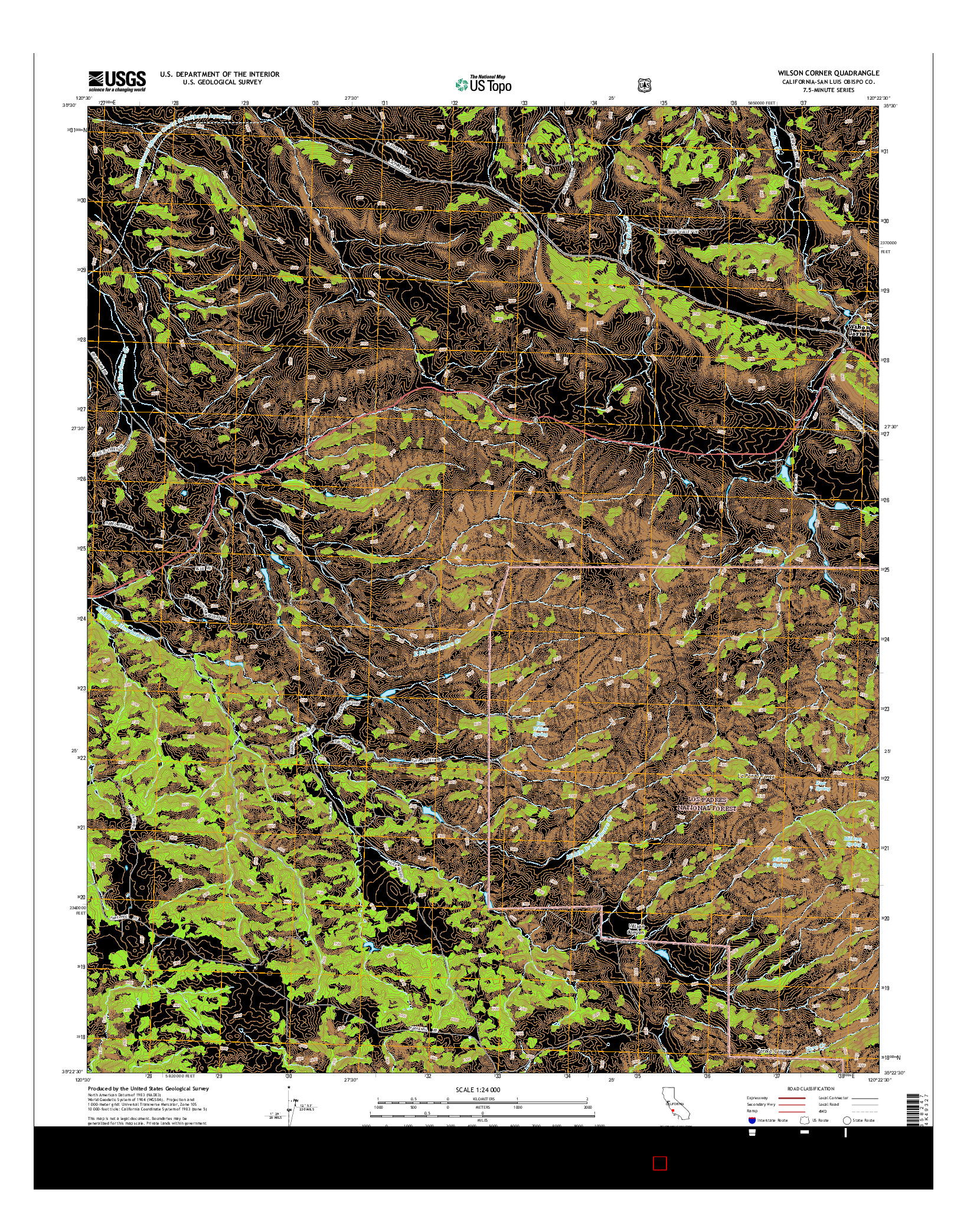 USGS US TOPO 7.5-MINUTE MAP FOR WILSON CORNER, CA 2015