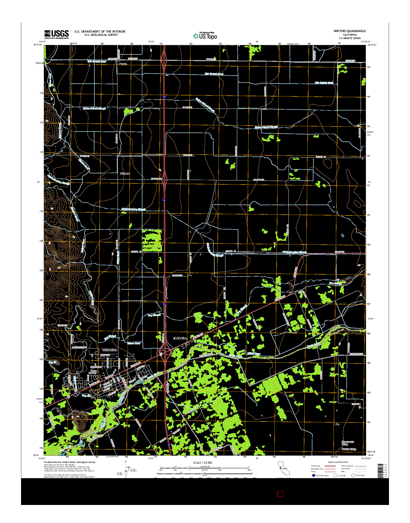 USGS US TOPO 7.5-MINUTE MAP FOR WINTERS, CA 2015