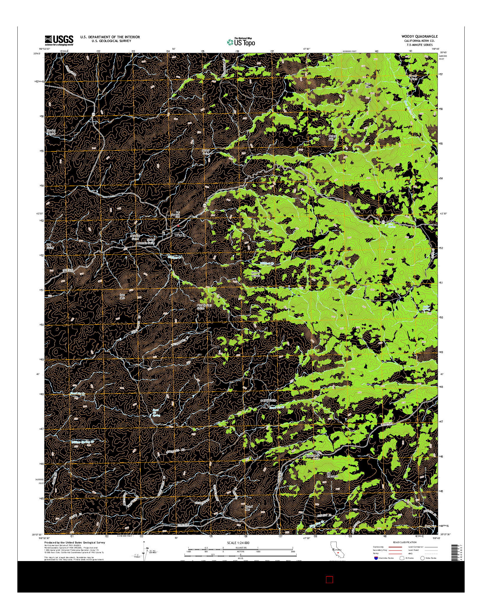 USGS US TOPO 7.5-MINUTE MAP FOR WOODY, CA 2015