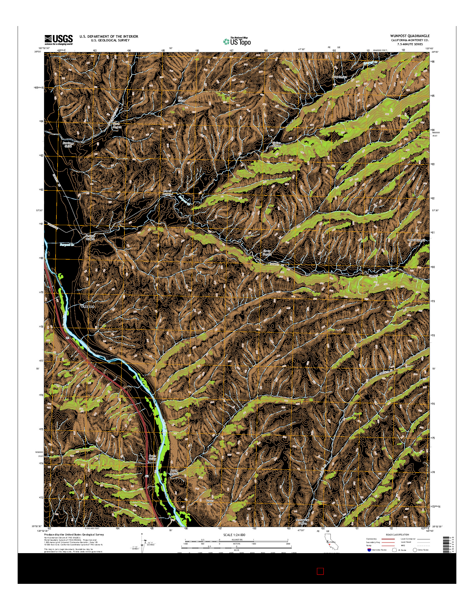 USGS US TOPO 7.5-MINUTE MAP FOR WUNPOST, CA 2015