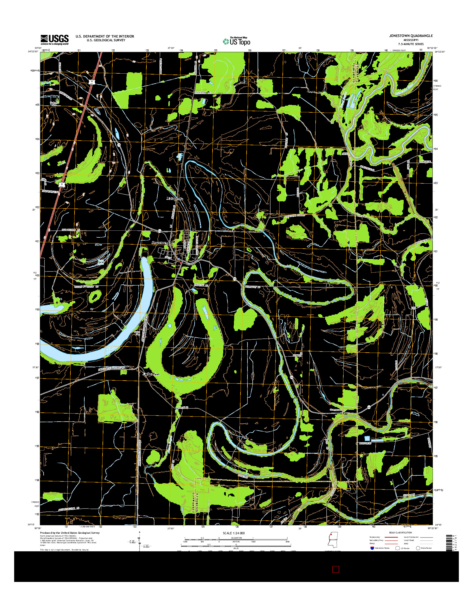 USGS US TOPO 7.5-MINUTE MAP FOR JONESTOWN, MS 2015