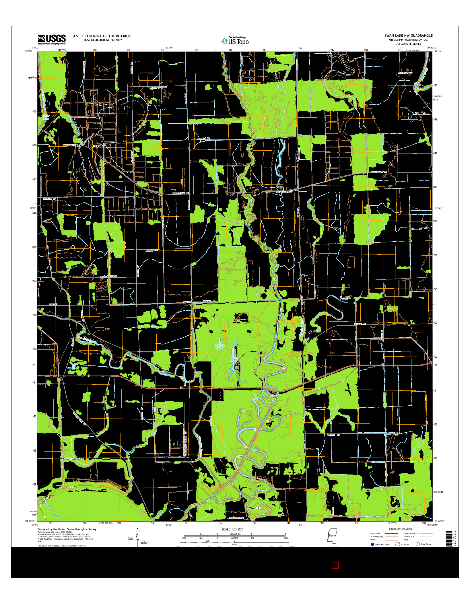 USGS US TOPO 7.5-MINUTE MAP FOR SWAN LAKE NW, MS 2015