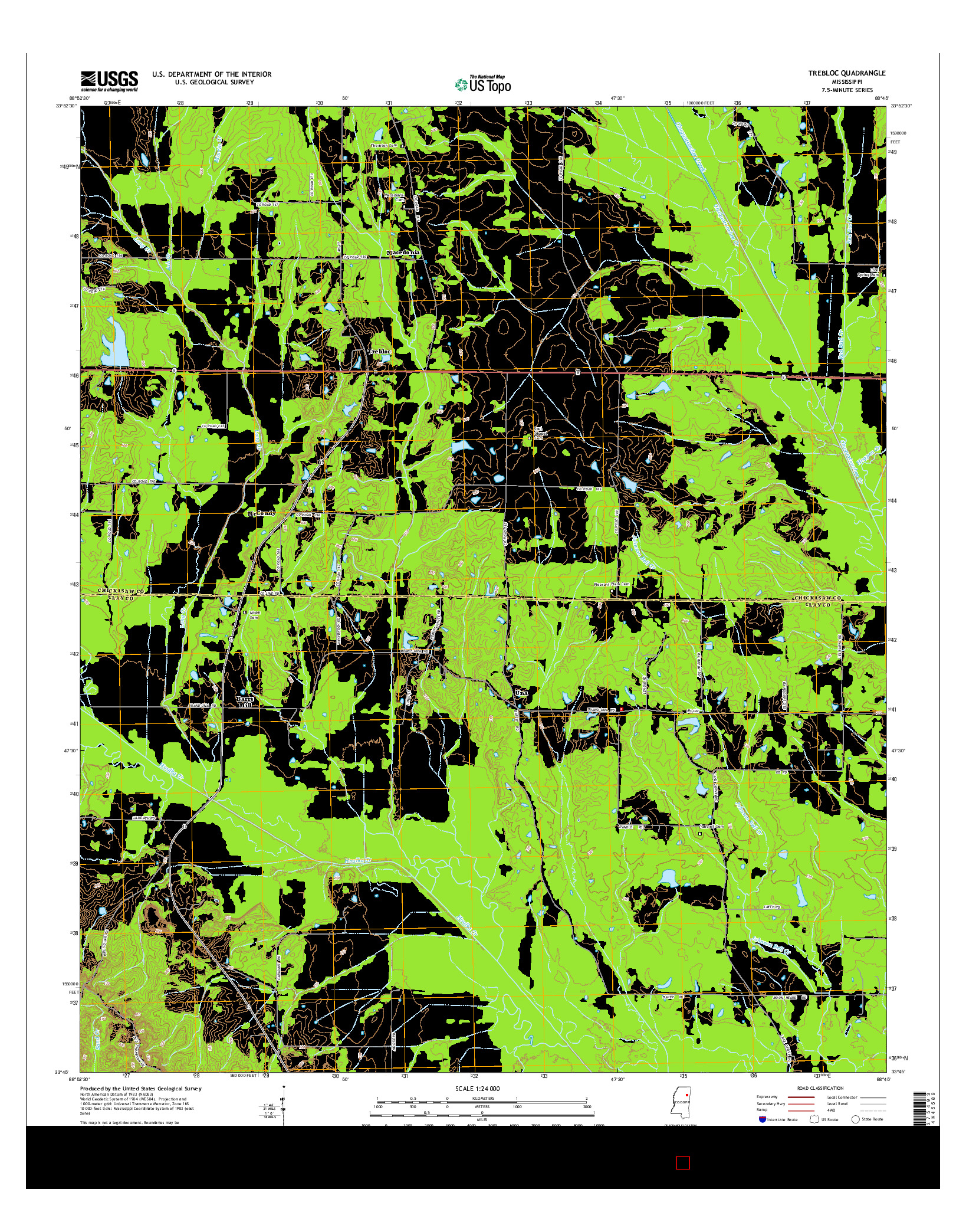 USGS US TOPO 7.5-MINUTE MAP FOR TREBLOC, MS 2015