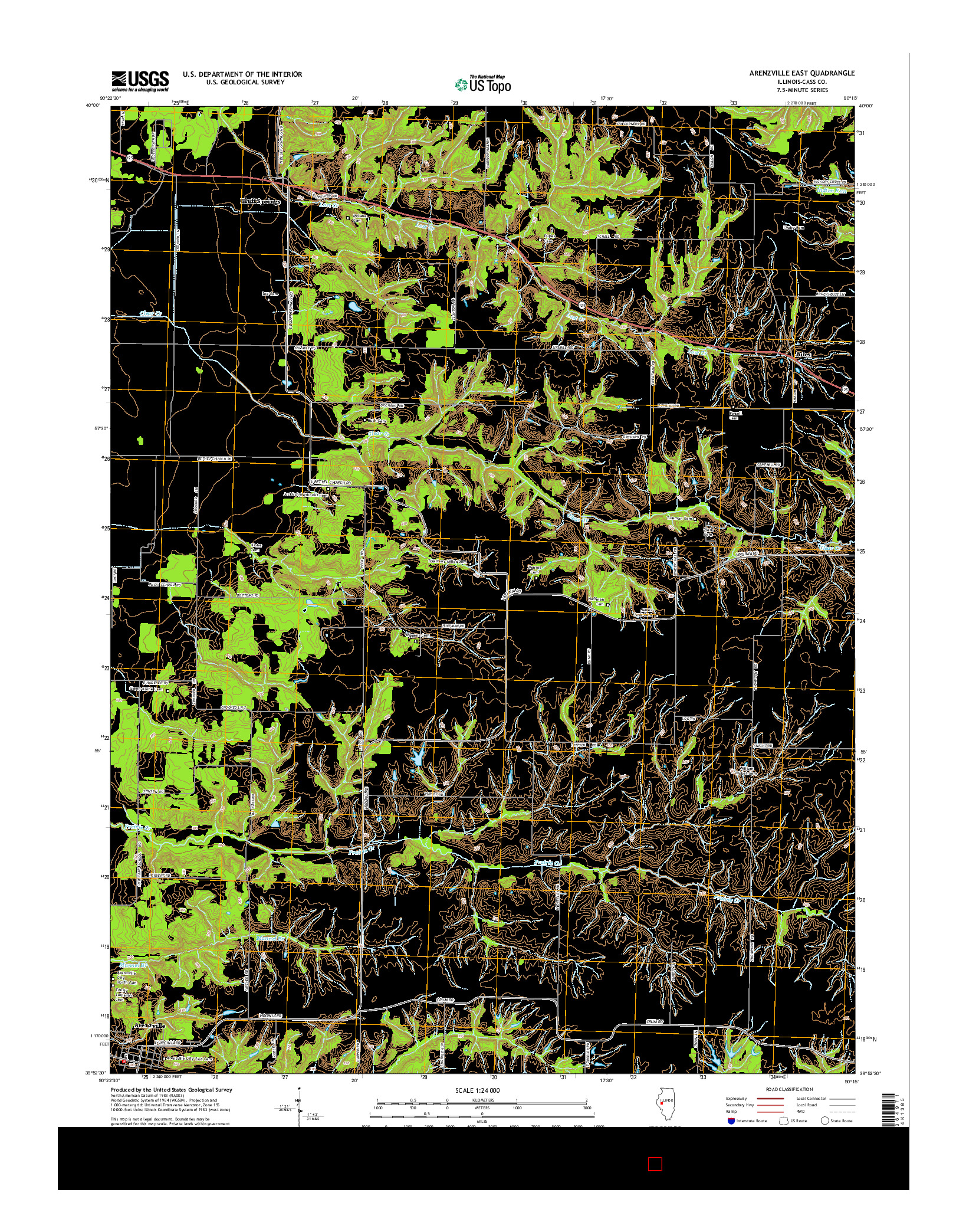 USGS US TOPO 7.5-MINUTE MAP FOR ARENZVILLE EAST, IL 2015