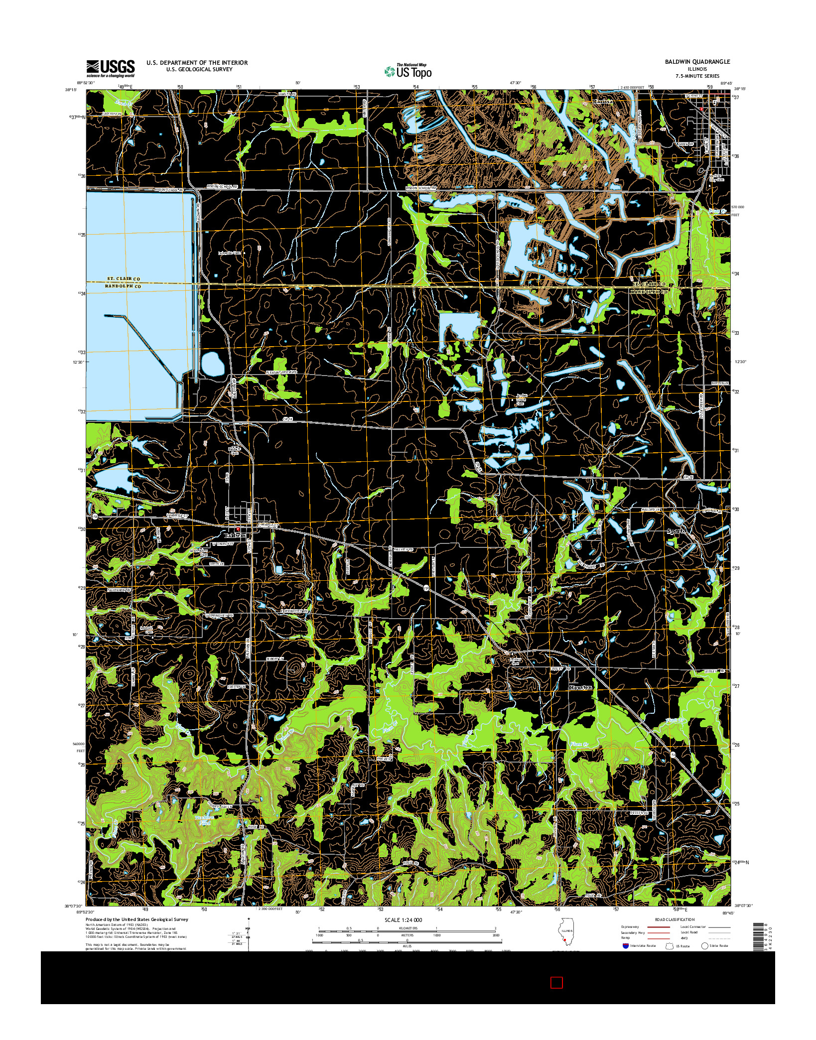 USGS US TOPO 7.5-MINUTE MAP FOR BALDWIN, IL 2015