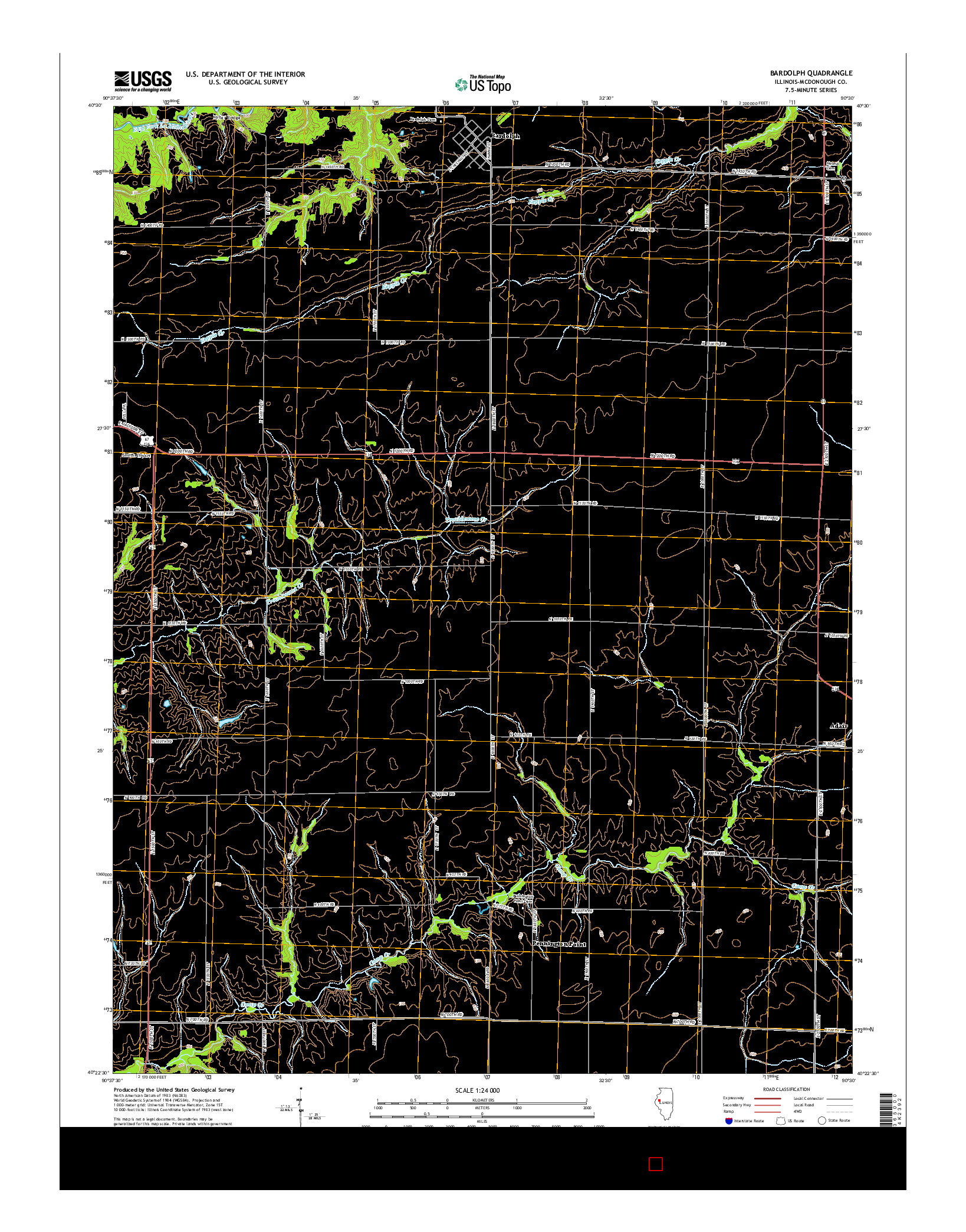 USGS US TOPO 7.5-MINUTE MAP FOR BARDOLPH, IL 2015