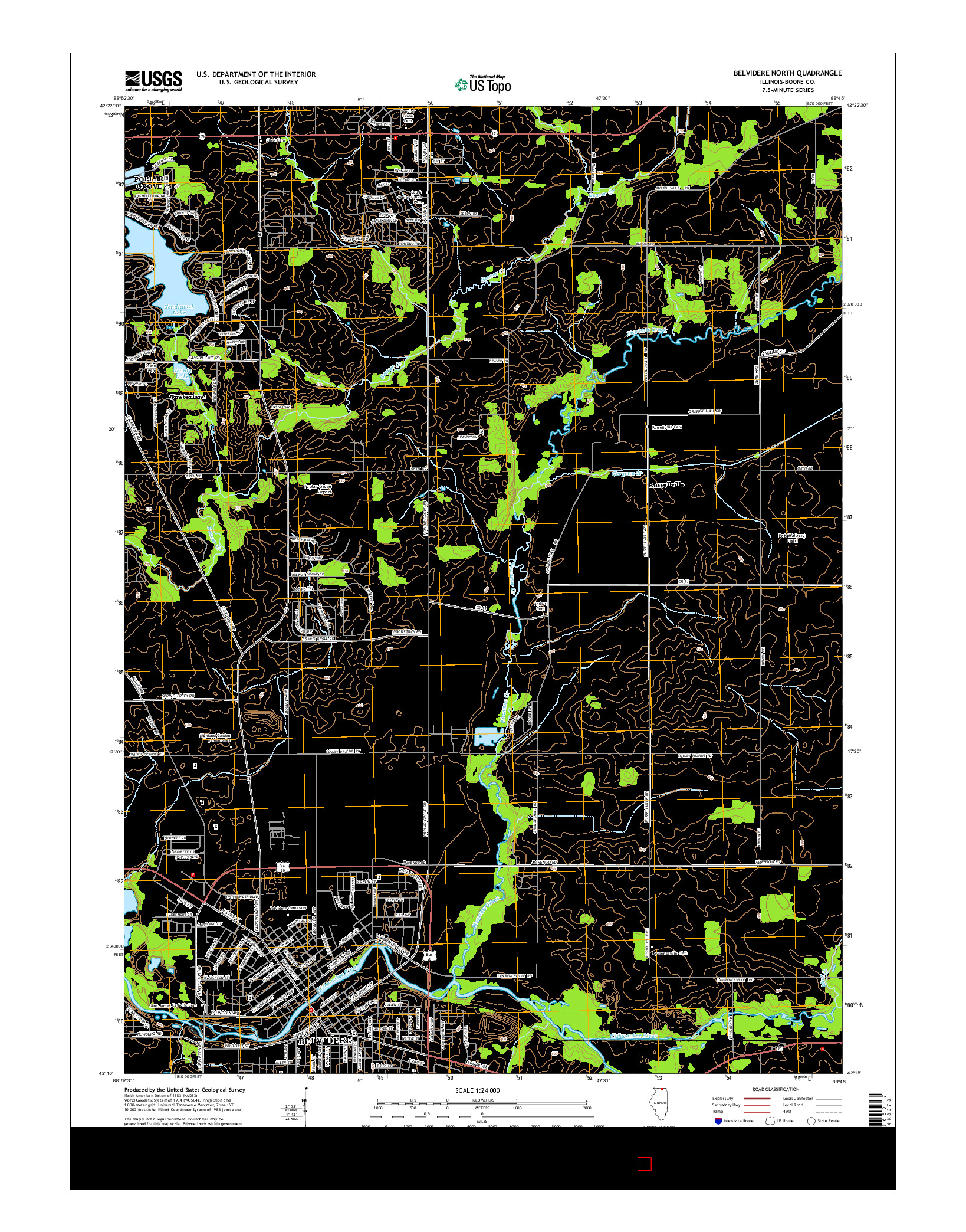 USGS US TOPO 7.5-MINUTE MAP FOR BELVIDERE NORTH, IL 2015