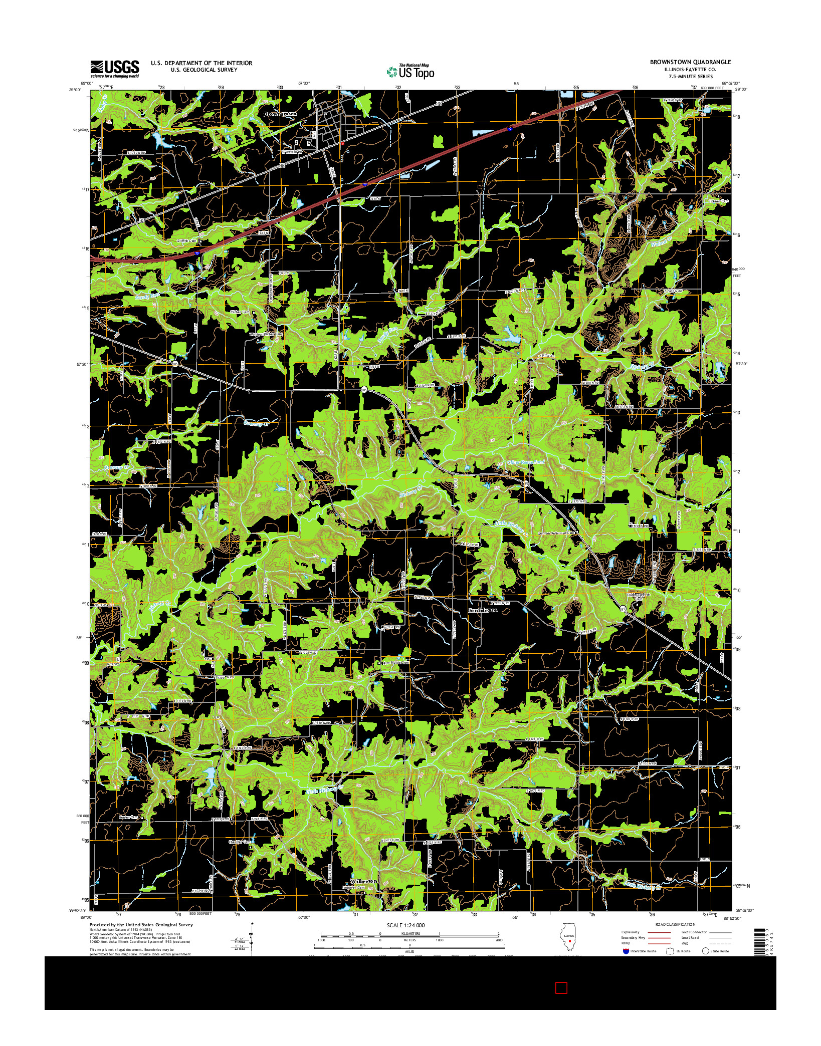USGS US TOPO 7.5-MINUTE MAP FOR BROWNSTOWN, IL 2015
