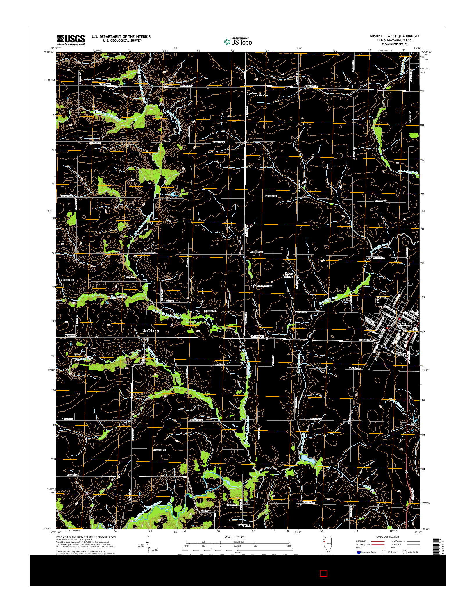 USGS US TOPO 7.5-MINUTE MAP FOR BUSHNELL WEST, IL 2015