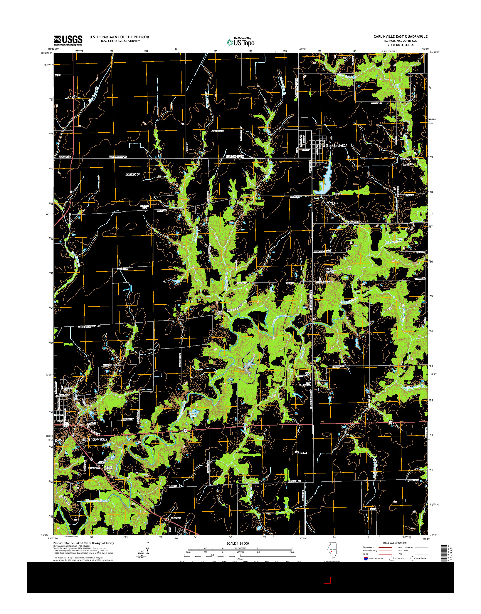 USGS US TOPO 7.5-MINUTE MAP FOR CARLINVILLE EAST, IL 2015