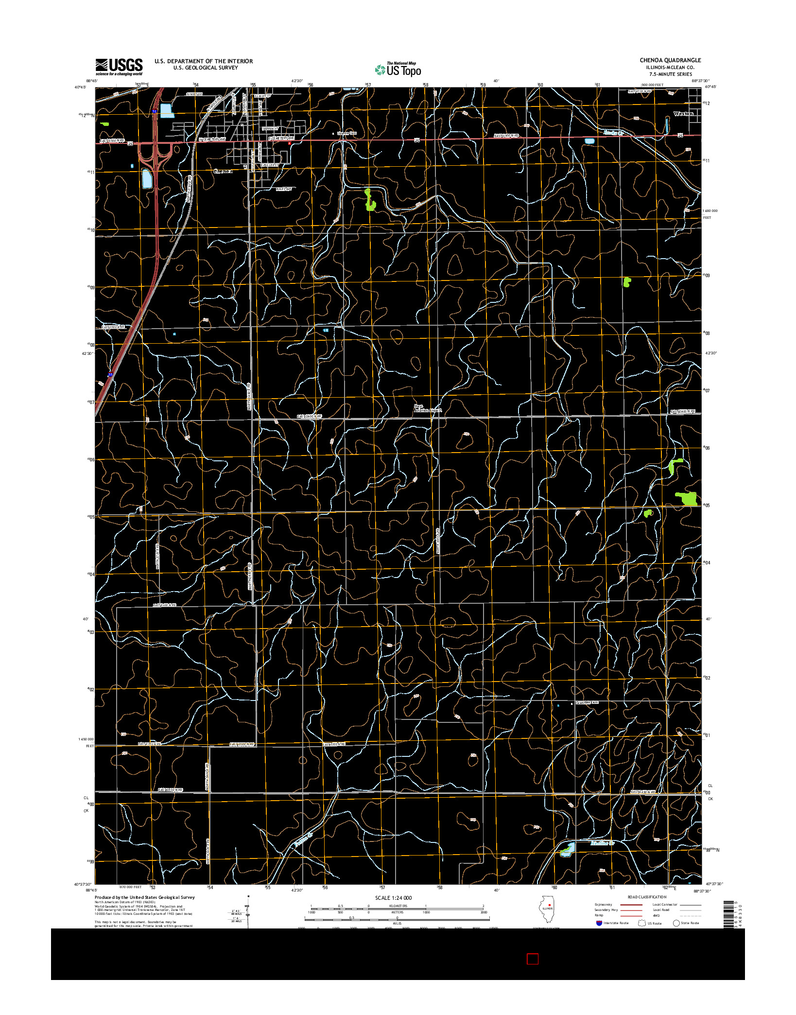 USGS US TOPO 7.5-MINUTE MAP FOR CHENOA, IL 2015