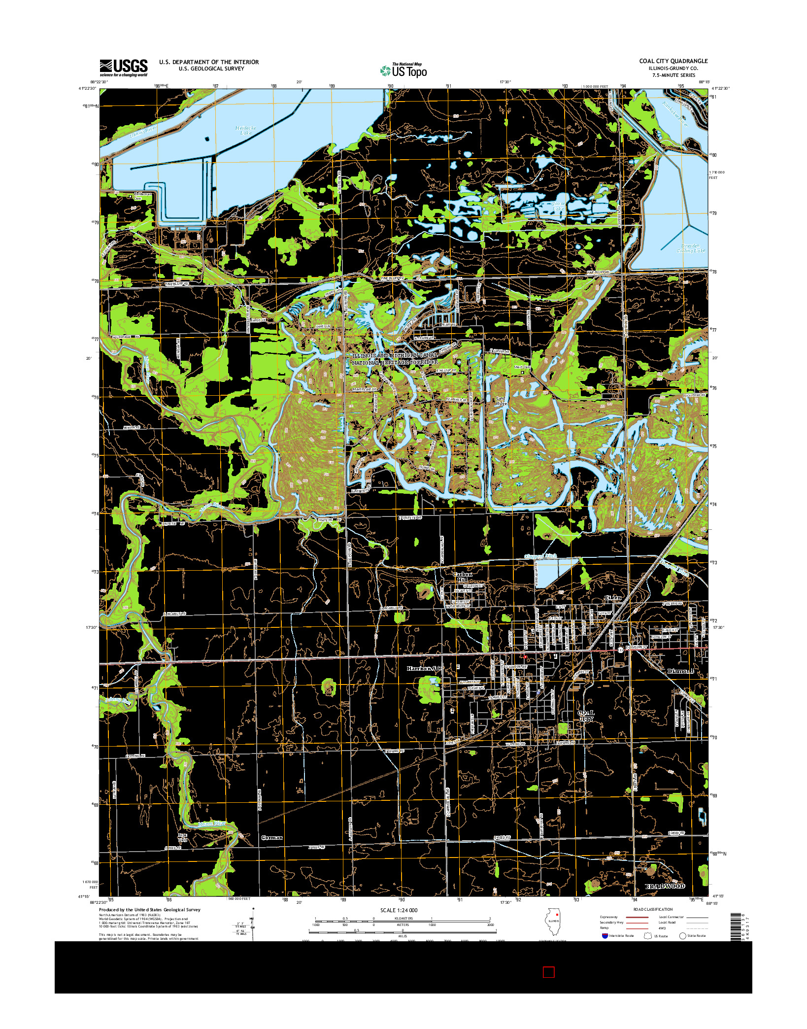 USGS US TOPO 7.5-MINUTE MAP FOR COAL CITY, IL 2015