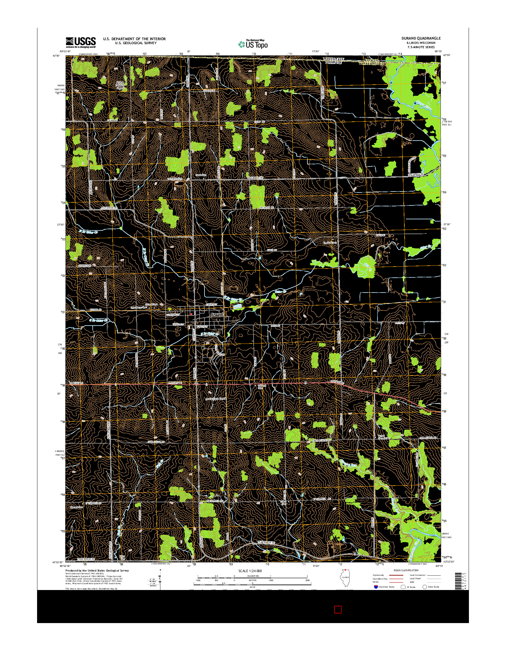 USGS US TOPO 7.5-MINUTE MAP FOR DURAND, IL-WI 2015